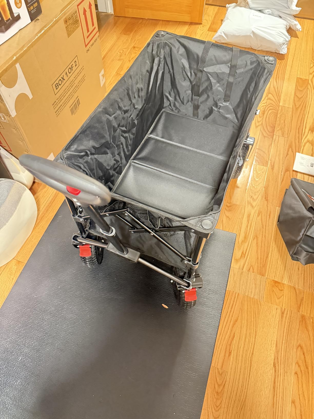 Big Rubber Wheels Beach Wagon Cart Foldable, 9x3 All-Terrain Wheels, Heavy Duty Collapsible Utility Wagon with 330lbs Capacity, 180L Storage, Compact, Easy Transport for Sand Camping Sports, Black customer photo 2