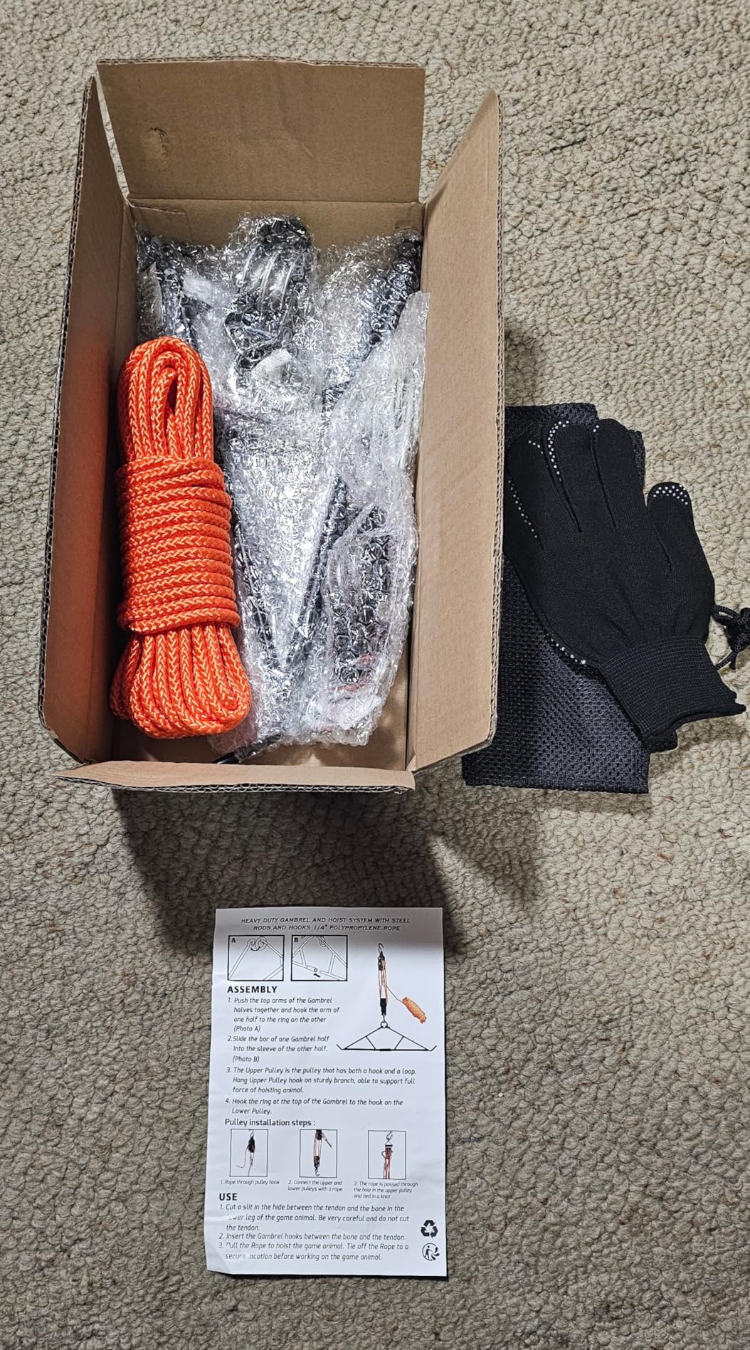 Hunting Game Hoist Gambrel with Elk Hoist Dual Pulley Lift System and Deer Hanger, Hunting Game Hanging Kit for Deer Butcher and Skinning, Max to 700 LB customer photo 1