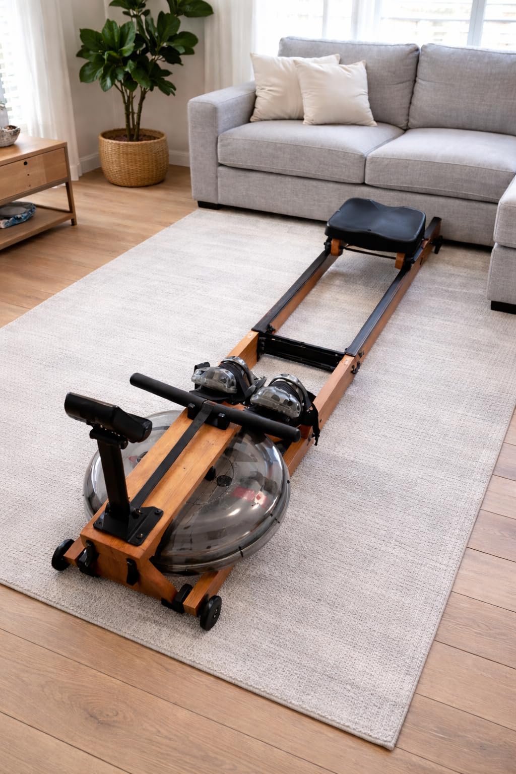 WENOKER Water Rowing Machine for Home Use, Wooden Foldable Rower Machine with Dedicated Monitor & Bluetooth APP, Large Water Tank & Comfortable Seat for Immersive Water Rower, 350LBS Weight Capacity customer photo 2