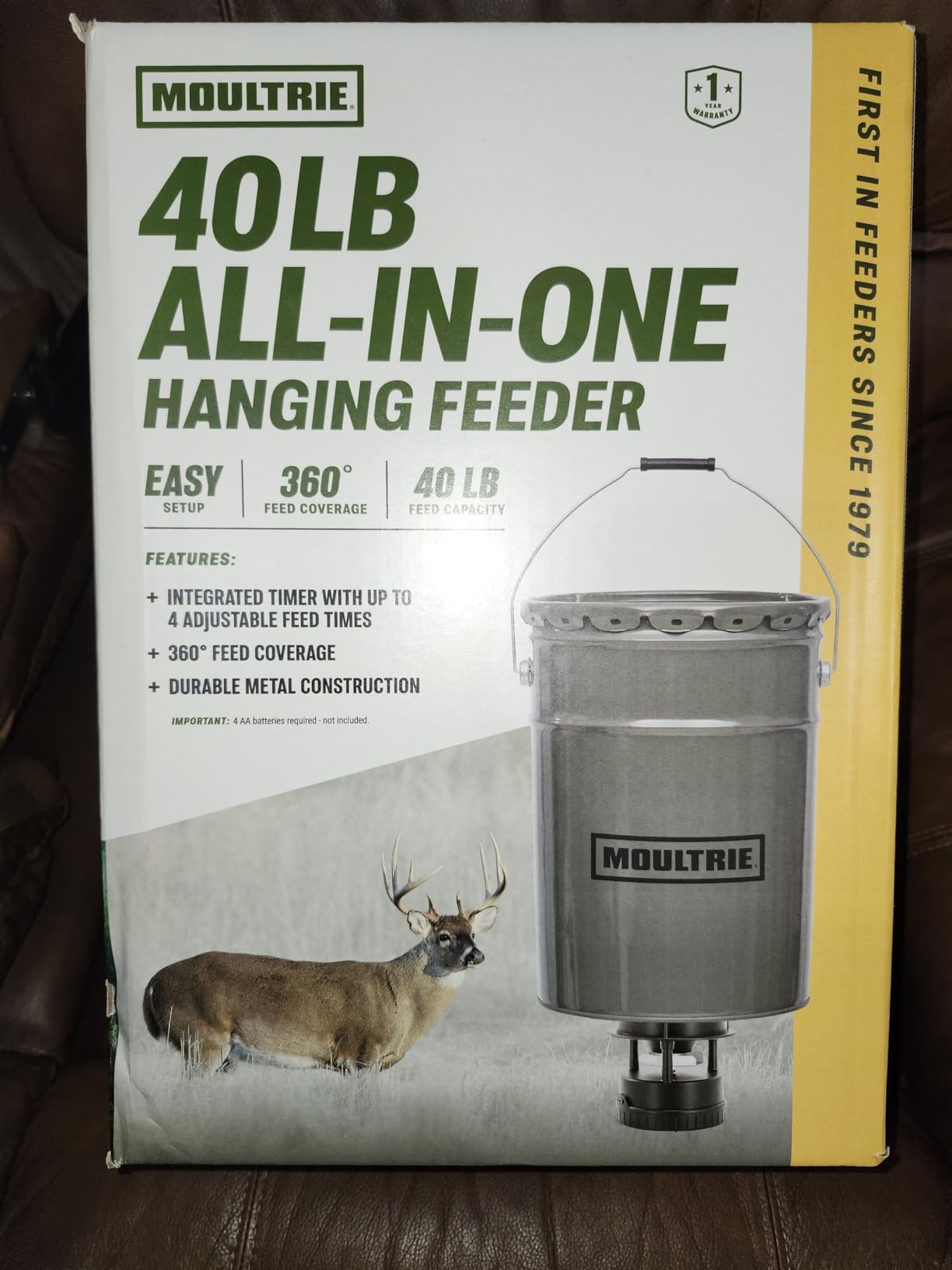 Moultrie 40 Lb All-in-One Hanging Deer Feeder - Metal Hopper, Locking Lid, Moultrie Connect Bluetooth, Pairs with Edge 3, MFG-15101 customer photo 1