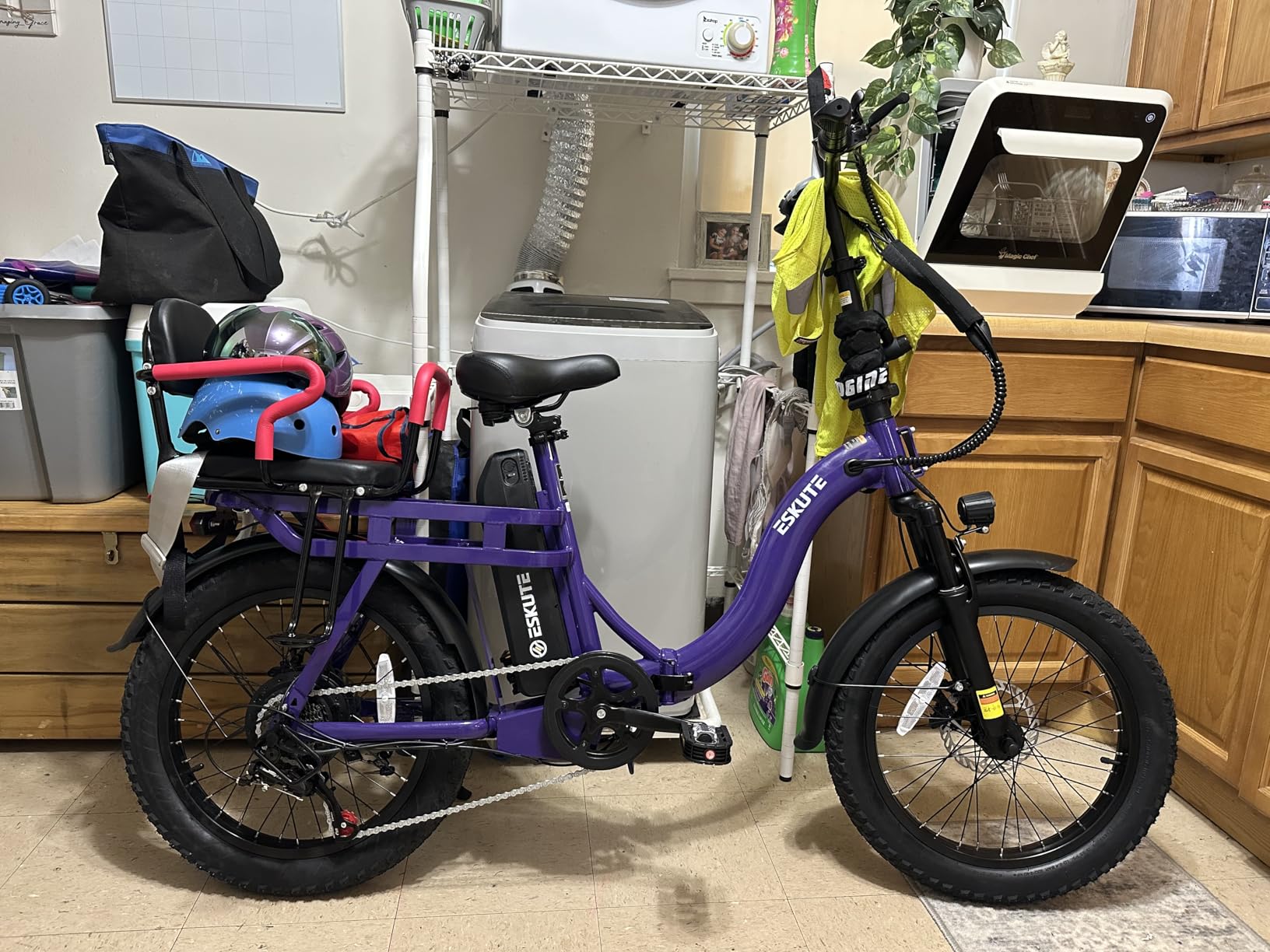 ESKUTE Electric Bike, 1200W Peak Motor, Folding 20x3 Fat Tire E-Bike, 48V 13Ah Battery, Step-Through Cargo Fold Ebike, NFC Unlock customer photo 1