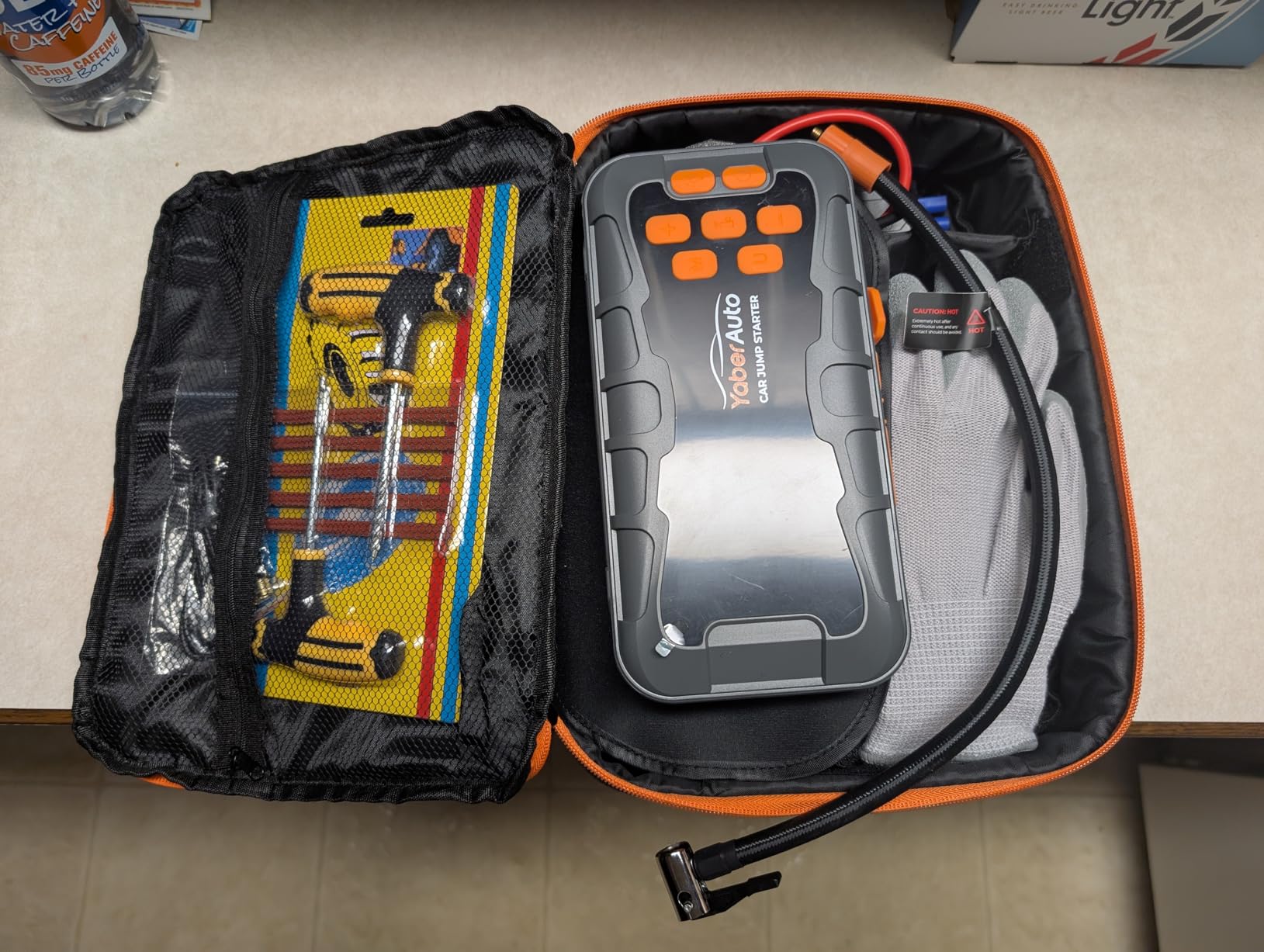 YaberAuto 16-in-1 Jump Starter with Air Compressor 8000A 160PSI Car Battery Jump Starter (All Gas/14L Diesel) 12V Jump Box with Emergency Tool Kit, Gloves customer photo 2