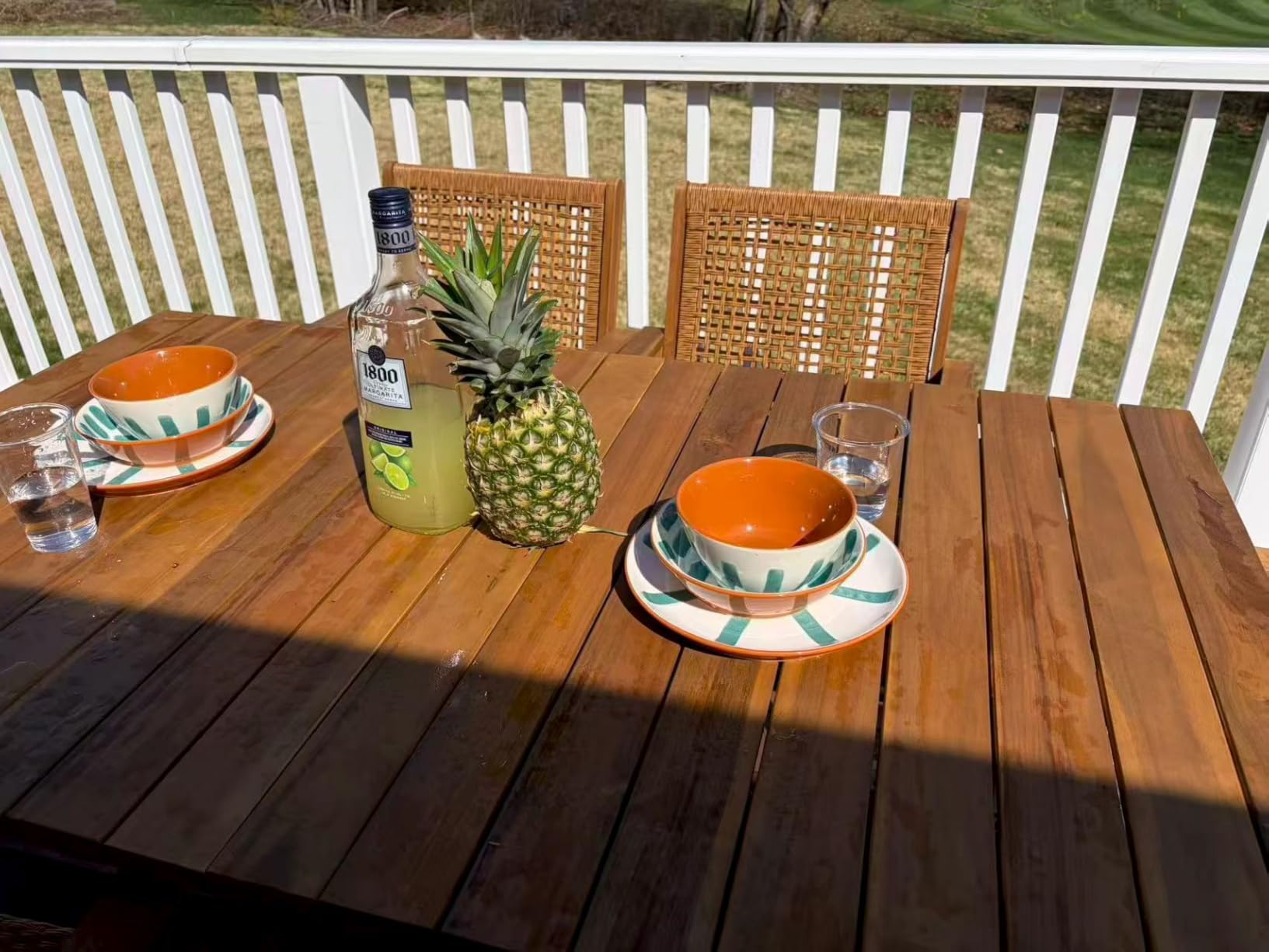 PHI VILLA 7 Pieces Acacia Wood Outdoor Dining Set for 6, Teak Large Wooden Table & Chairs with Wicker Seat and Back, Farmhouse Dining Furniture Set for Patio, Deck, Yard, Porch customer photo 1