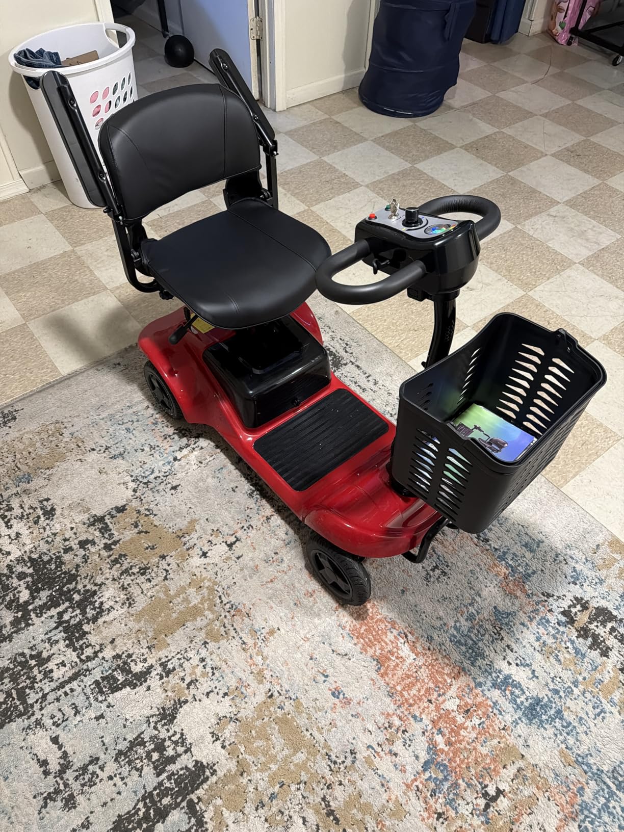 Mobility Scooter,4 Wheel Mobility Scooter,15 Miles Range,300LBS Capacity,Lightweight and Portable,with LED Headlights and Basket,Charger Included,Gifts Suitable for Elders,Red customer photo 2