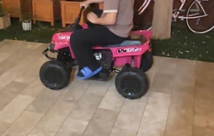 ELEMARA 24V Iron-Frame 2 Seater Ride on ATV for Big Kids, 4WD Heavy-Duty ATV for Kids with Bluetooth, 4 Wheeler Ride on Car with Realistic Sounds, Spring Suspension, Ultimate Adventure for Boy&Girls, Pink customer photo 1