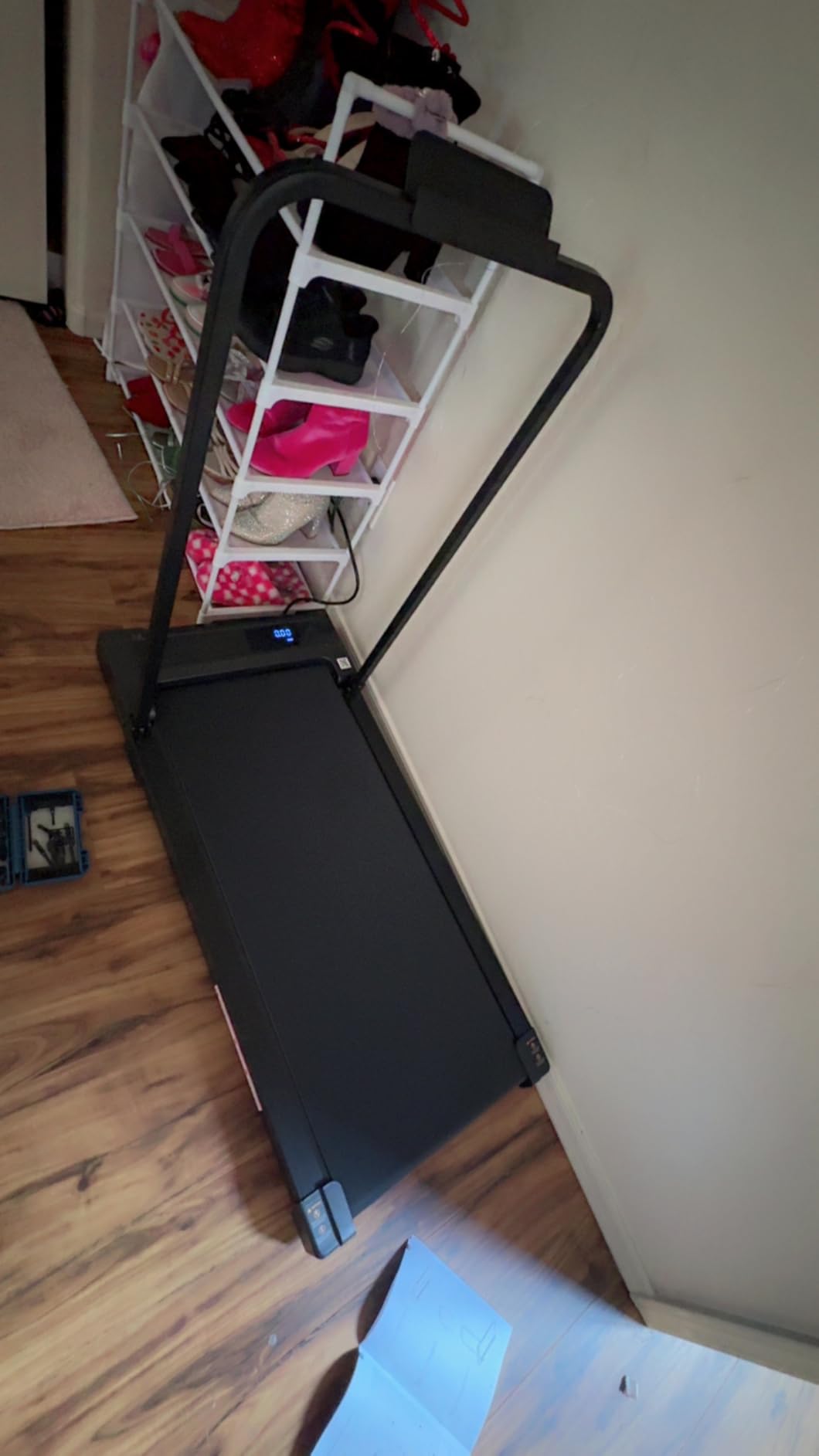 Walking Pad Treadmill for Home - Folding Treadmills with Handle Bar Portable Compact Fold up Indoor Foldable Handles Electric Walk Pads Small Spaces Mini Running Quiet Under Bed Office customer photo 1