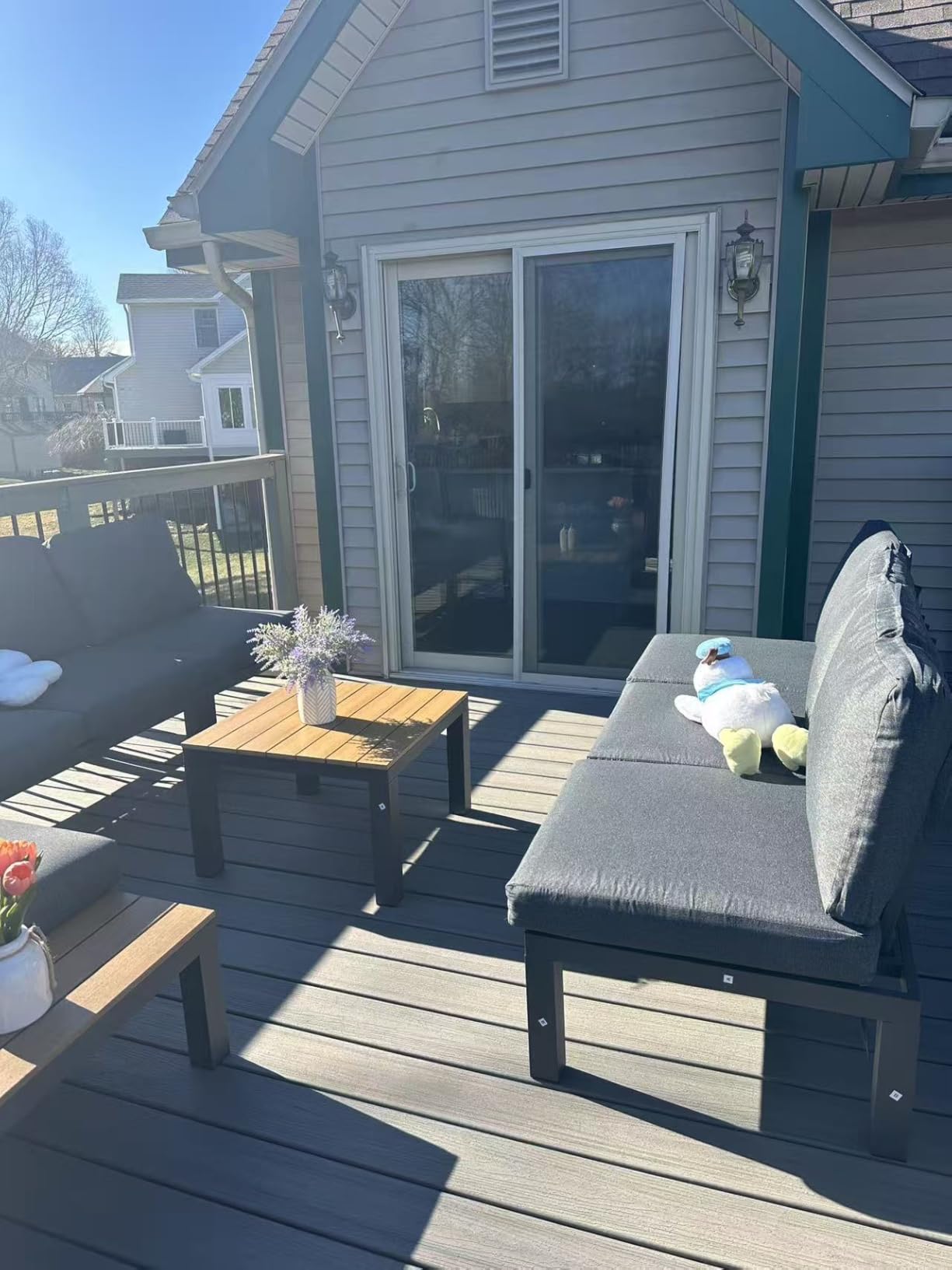 Aluminum Modular Outdoor Patio Furniture Set, 6 Seats Patio Sectional Sofa Set with Adjustable Backrest & Thick Cushions, All-Weather Conversation Sets with Table for Garden & Yard, Gray customer photo 1