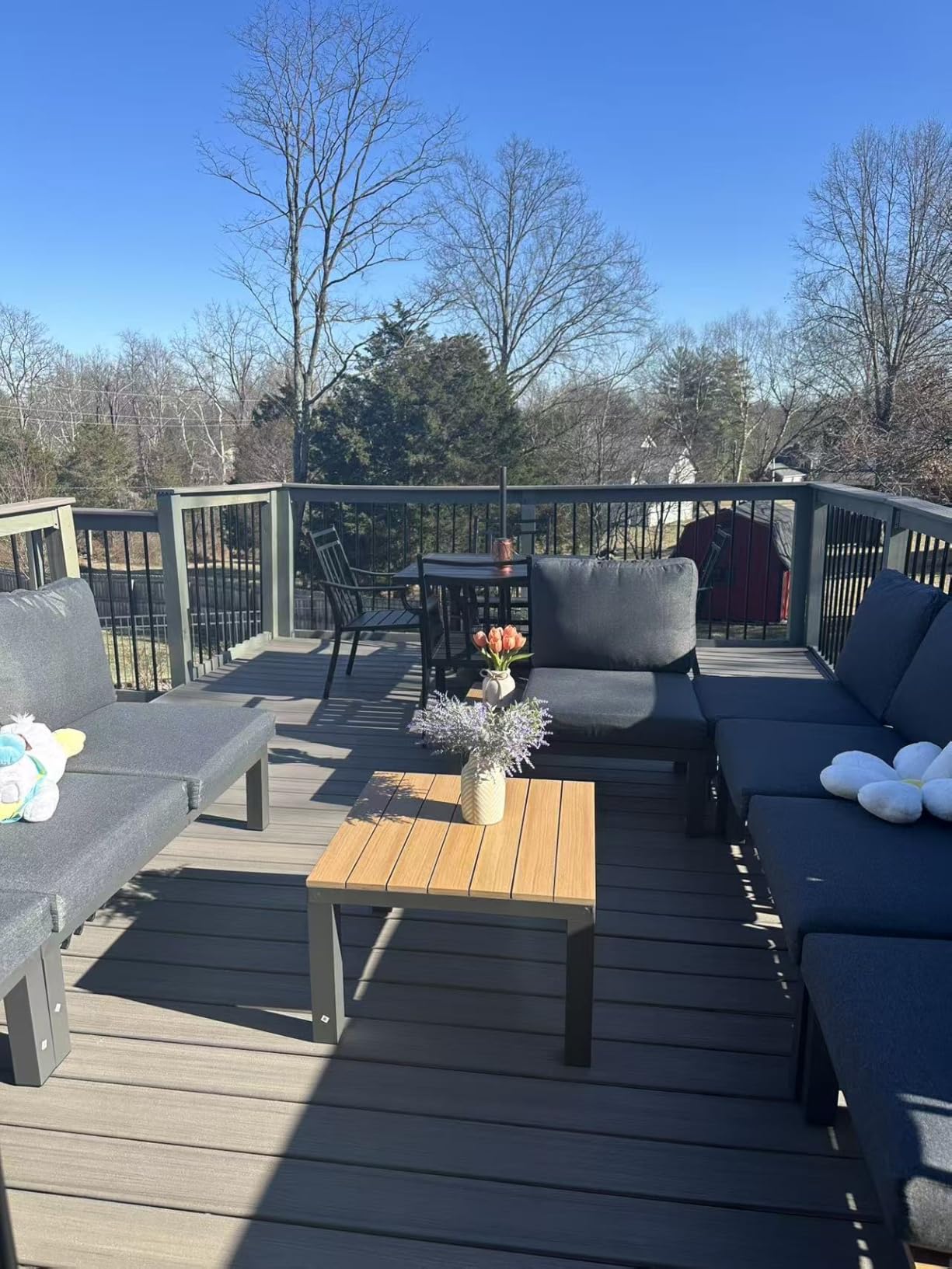 Aluminum Modular Outdoor Patio Furniture Set, 6 Seats Patio Sectional Sofa Set with Adjustable Backrest & Thick Cushions, All-Weather Conversation Sets with Table for Garden & Yard, Gray customer photo 2