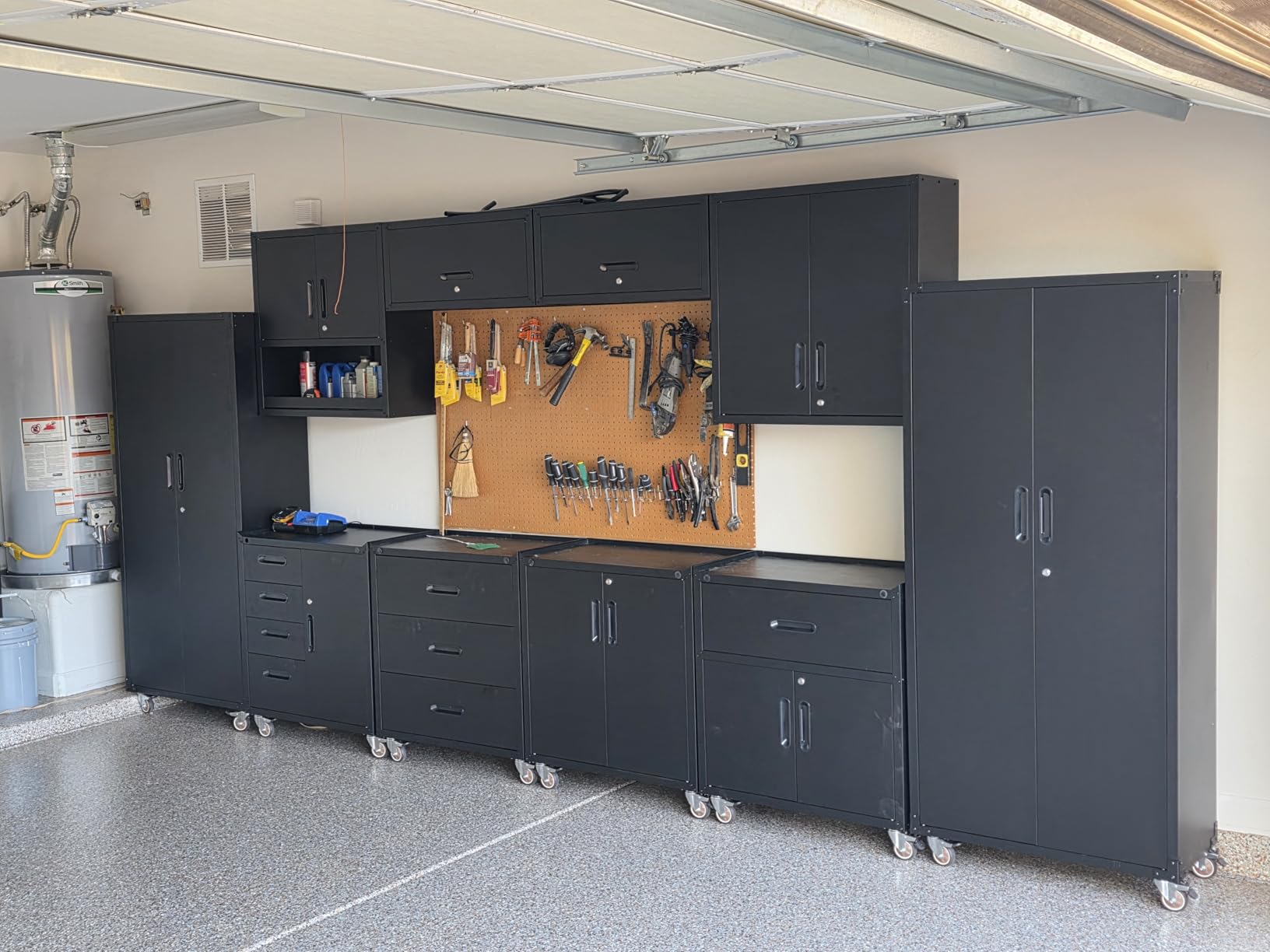 10-Piece Heavy Duty Steel Garage Cabinet System | All-in-One Modular Garage Cabinet Set for Ultimate Workshop Organization | Easy Assembly Garage Storage Cabinets & Tool Bench (Black) customer photo 1