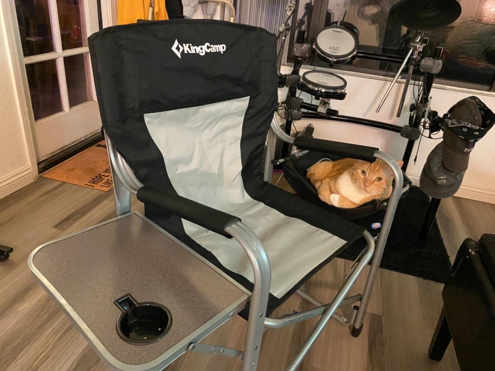 KingCamp Oversized Camping Directors Chair for Big and Tall, Heavy Duty 440lbs Folding Chairs with Side Table, Portable Padded Camp Chairs with Wide Seat & Anti-Sag Fabric for Outdoor Lawn Fishing RV customer photo 2