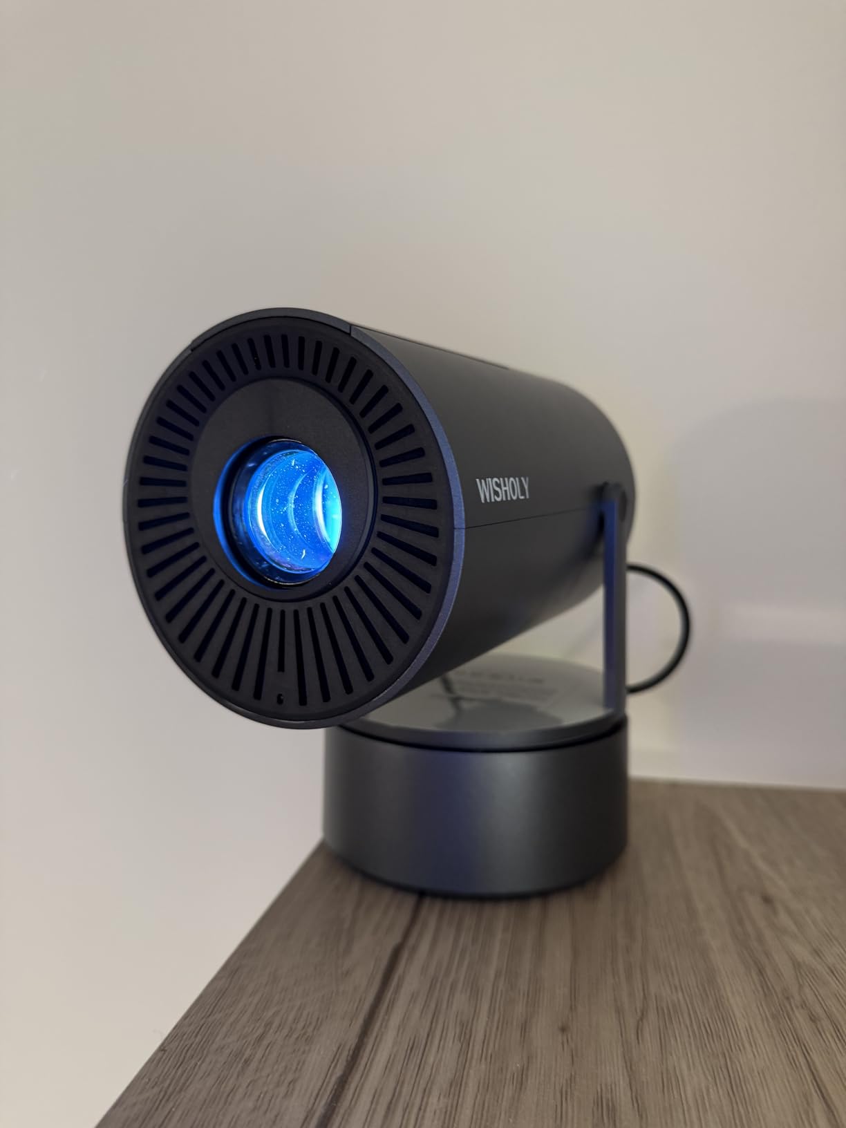 Portable Projector with Built-in Battery for Outdoor & Travel, Mini Projector with WiFi and Bluetooth, 1080P Supported, Electric Focus, Auto Keystone, 210 Degree Rotatable Stand Home Theater (Iron Gray) customer photo 1