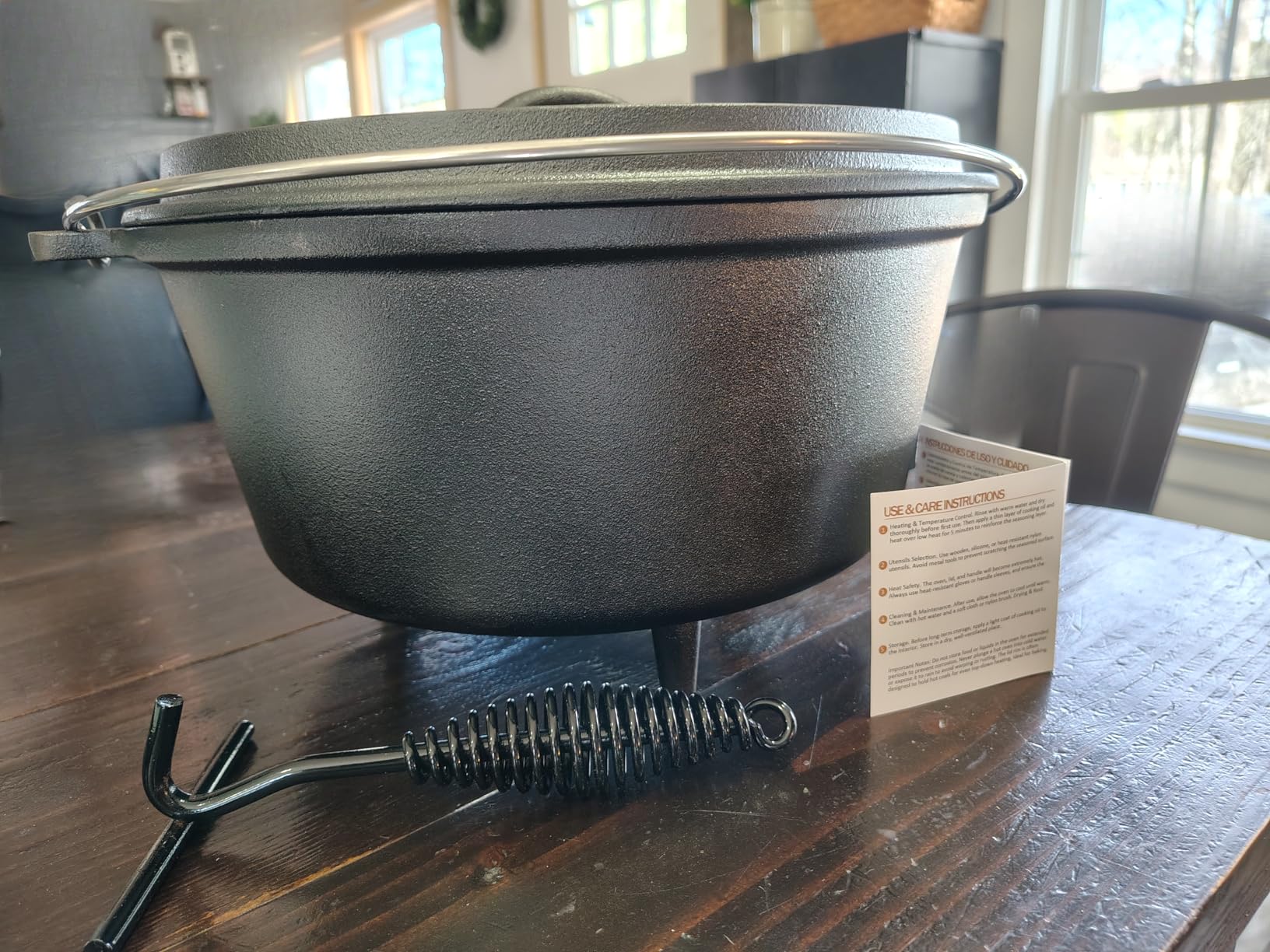 8QT Pre-Seasoned Cast Iron Camp Dutch Oven with Lid, Large Camping Dutch Oven Pot, incl. Lid Lifter - Dual Handles - for Outdoor Campfire, Grill, Oven & Stovetop Cooking customer photo 1