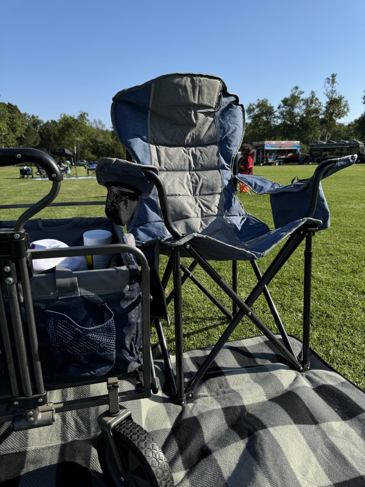 East Oak Reclining Camping Chair with Canopy & Foot Rest | 4-Position Folding Beach Chair with Adjustable Canopy, Detachable Foot Rest, Supportive Headrest, 330 lbs customer photo 1