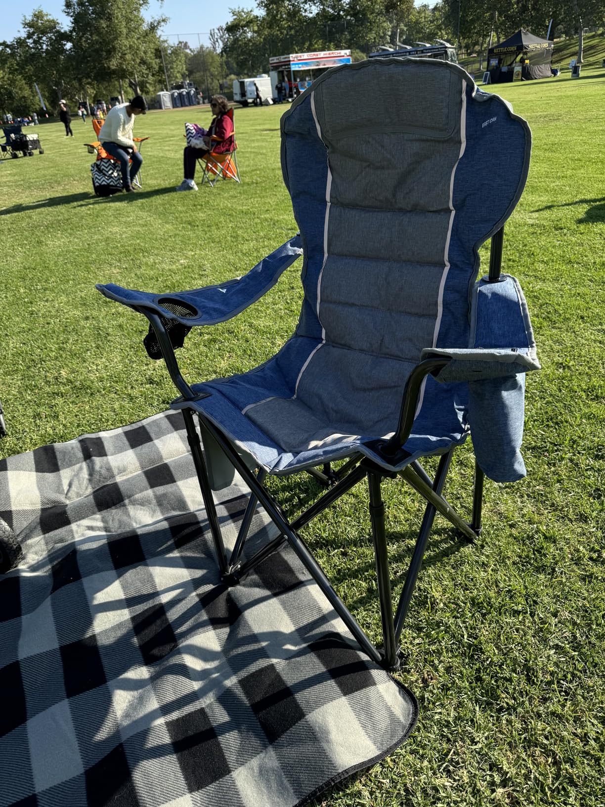 East Oak Reclining Camping Chair with Canopy & Foot Rest | 4-Position Folding Beach Chair with Adjustable Canopy, Detachable Foot Rest, Supportive Headrest, 330 lbs customer photo 2