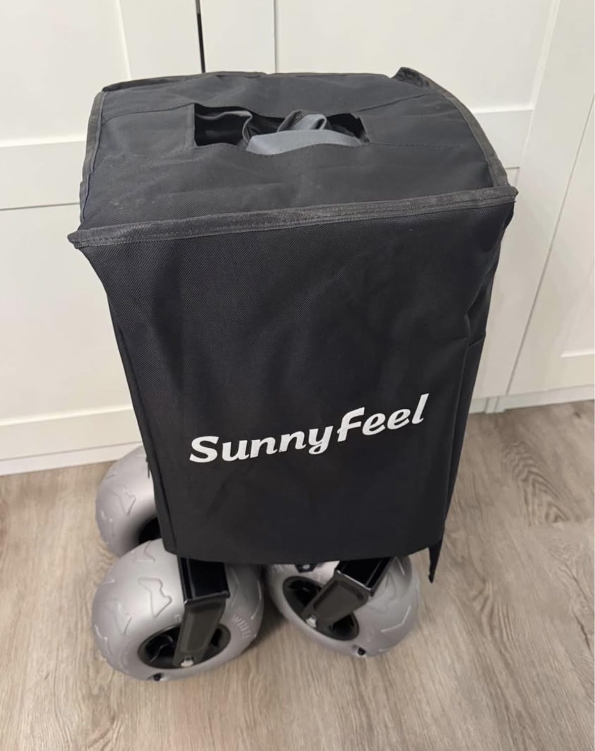 SUNNYFEEL 300L Beach Wagon with Big Wheels for Sand, 550LBS Heavy Duty Folding Beach Cart with 9