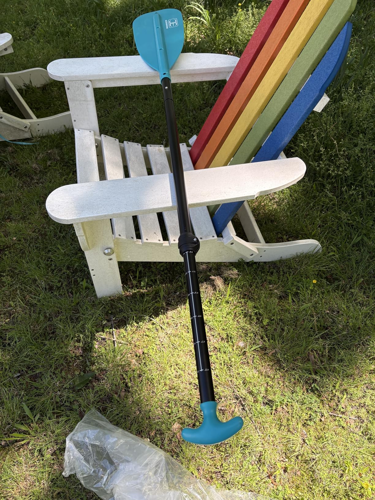 OCEANBROAD Canoe Paddle, Adjustable from 4'3'' to 5'3''/130cm to 160cm Aluminum Shaft with Plastic Blade for Canoeing Boating Kayaking, 3-Piece Floatable Oar customer photo 2