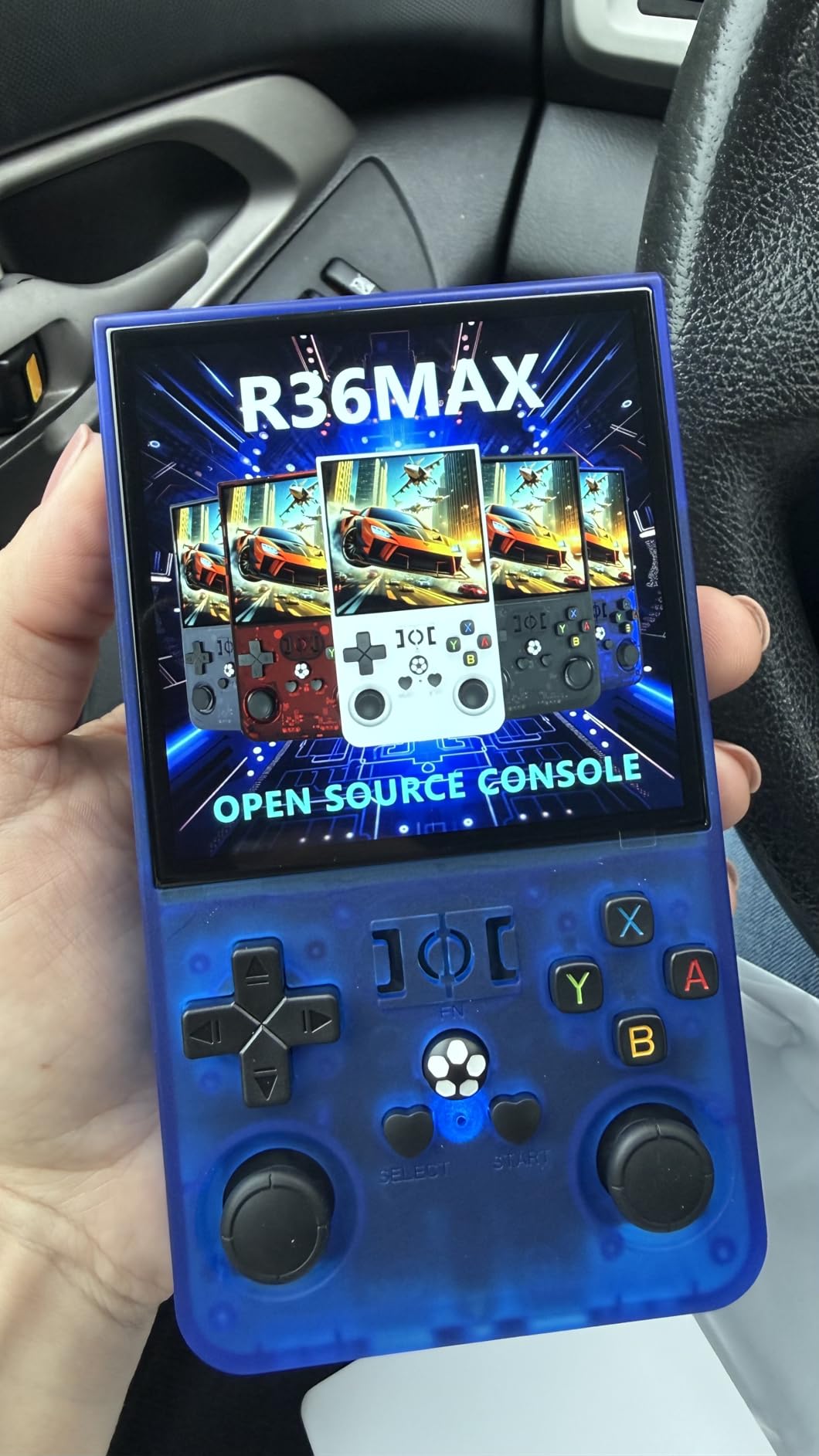 R36MAX Retro Handheld Game Console, 4.0-Inch IPS Display, 720x720 Resolution, Linux System, 128GB Support 22000+ Classic Games, Retro Gaming Console with Portable Case(Transparent Gray 128GB) customer photo 1