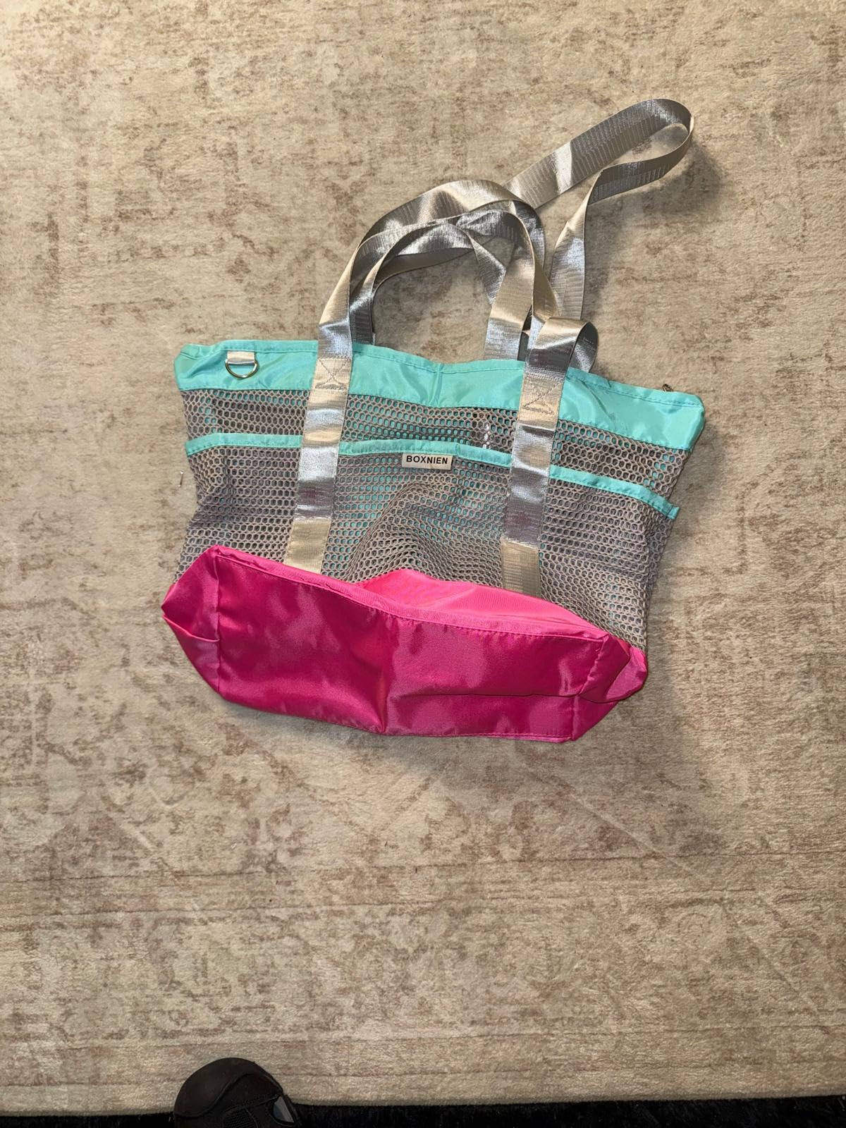 Mesh Beach Bag for Women - Large Foldable Tote with Waterproof Sandproof Bottom plus Zippered Top and 7 Pockets Lightweight Packable Pool Bag customer photo 2