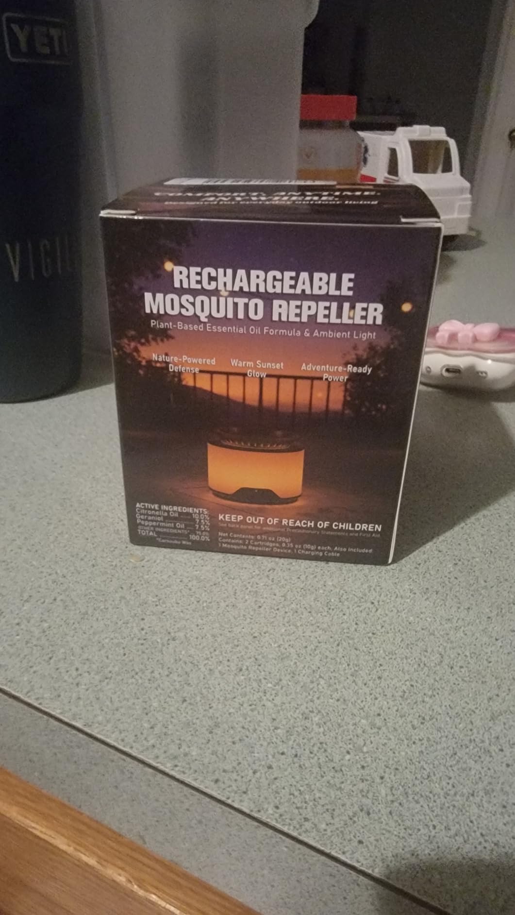 Mosquito Repellent Outdoor Patio, Rechargeable Mosquito Repeller Warm Ambient Light, Plant-Based Electronic Bug Repellent Shield for Patio, Camping, Fishing & Backyard (2 Cartridges Included) customer photo 2
