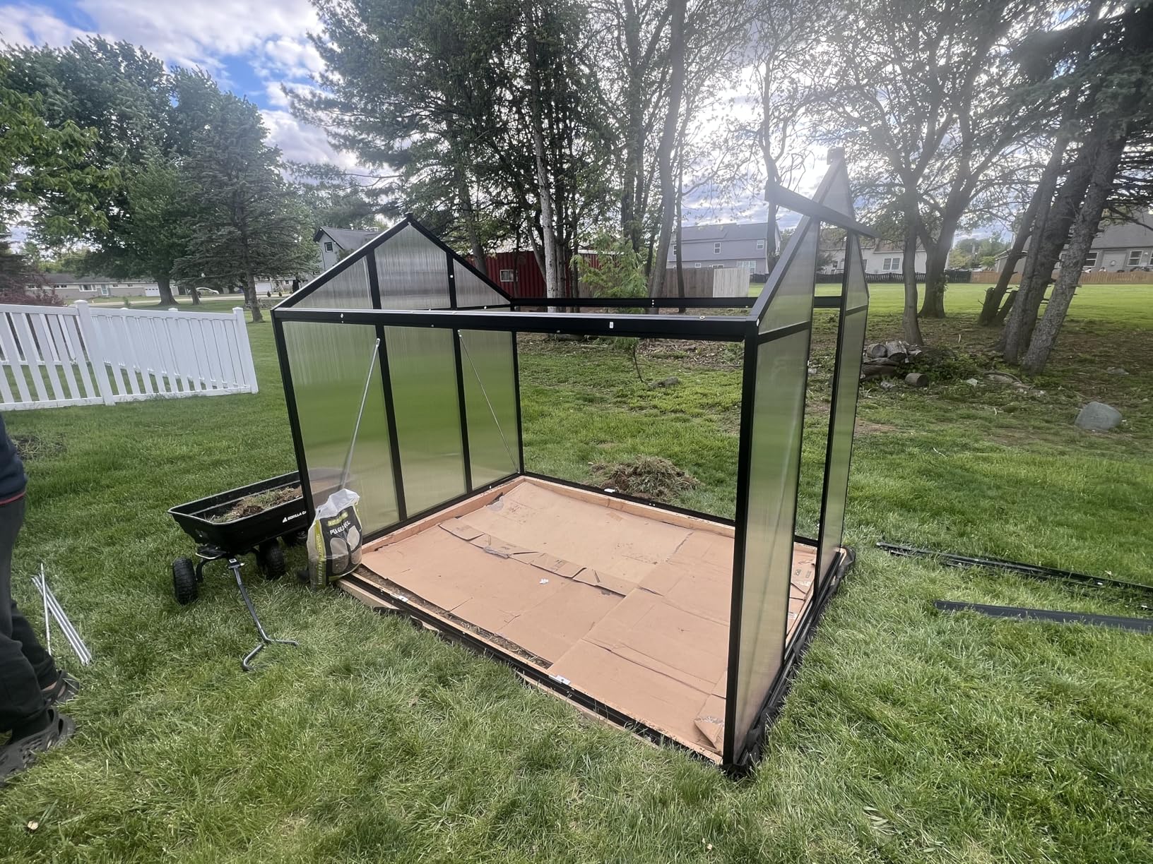 GarveeHome 6X8 FT Greenhouse, Walk-in Greenhouse Kit with Aluminum Frame, Polycarbonate Panels, Adjustable Roof Vent, Sliding Door, Secure Lock for Outside Garden, Patio, Backyard customer photo 1