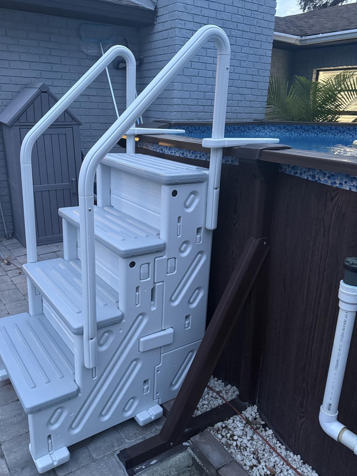Pool Ladder Above Ground, Heavy Duty 4Step Pool Ladder with Dual Handrails and Nonslip Steps, 500 LBS Load Capacity, for 46-58 Inch customer photo 2
