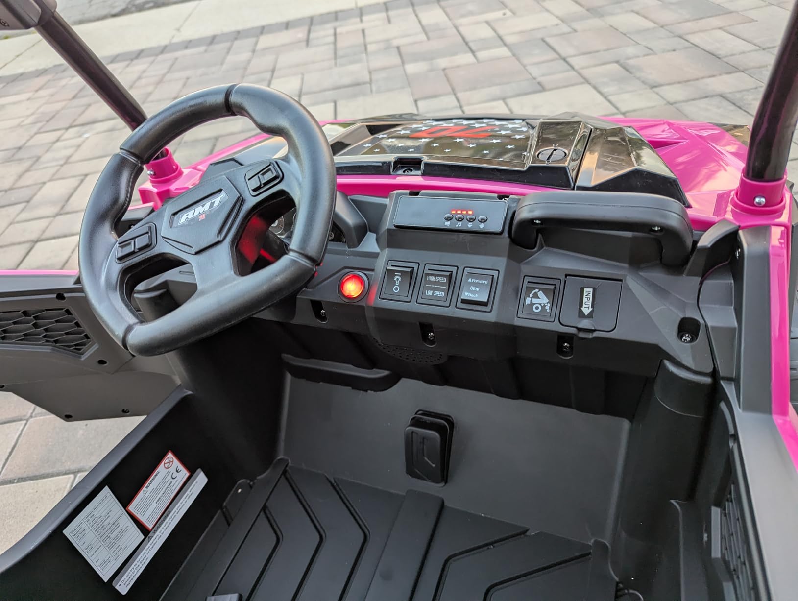 ELEMARA 24V Ride on Toy for Big Kid, Ride on Car 2 Seater w/Sun Shade, Dump Bed & Shovel, 4.5MPH, 4WD Electric Car for Kids, Battery Car w/Remote, Kids Ride on Truck, 3 Speeds, LED Lights, Bluetooth, Hot Pink customer photo 2