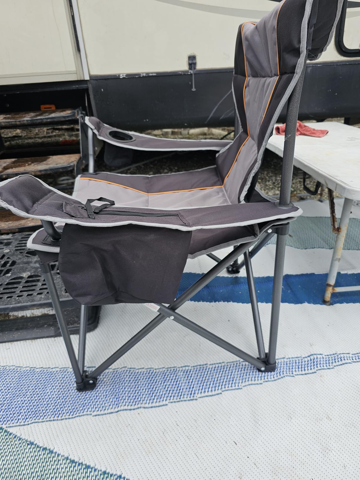 NEWBULIG Oversized Folding Camping Chair for Adults, Portable Outdoor Collapsible Chairs, 500 LBS Heavy Duty Support, with Cup Holders, for Lawn, Fishing, Hiking, Black customer photo 2