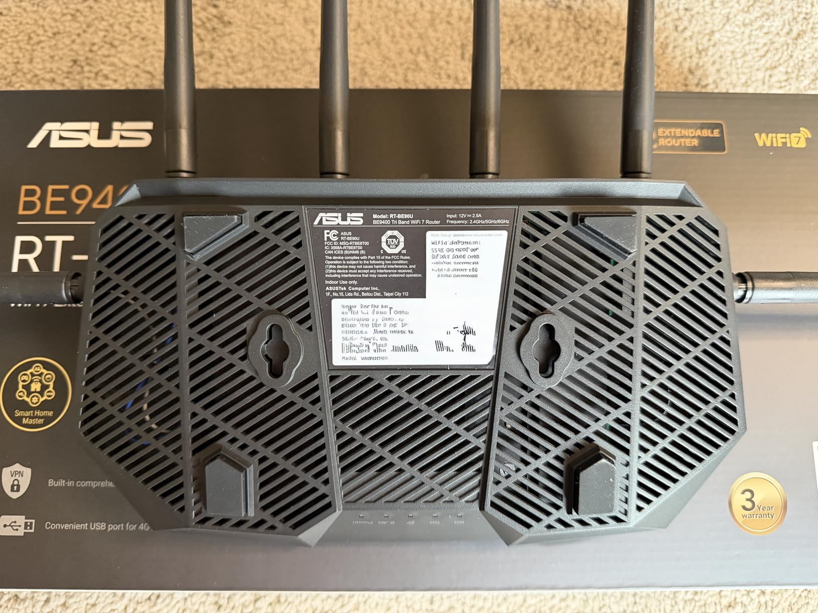 ASUS RT-BE90U Tri-Band WiFi 7 Router: Commercial-Grade Network Security, AiMesh Extendable Router, Quad 2.5G Ports, Smart Home Master customer photo 1