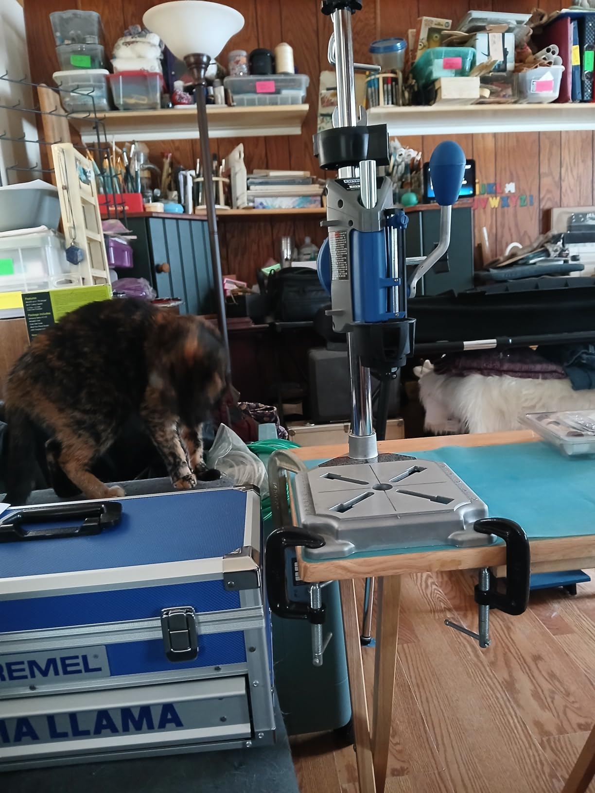 Dremel Drill Press Rotary Tool Workstation Stand with Wrench - Mini Portable Press & Tool Holder - 2 Inch Depth - Ideal for Drilling Perpendicular and Angled Holes - 220-01 customer photo 1