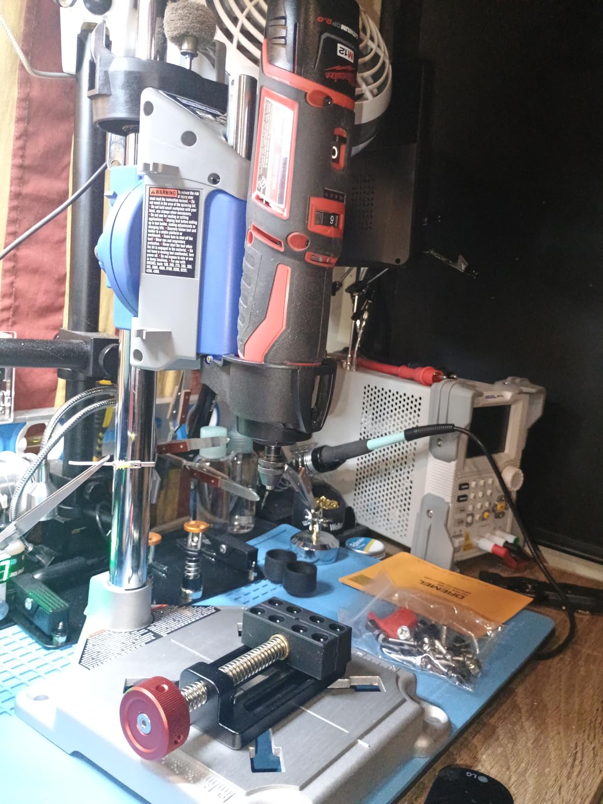 Dremel Drill Press Rotary Tool Workstation Stand with Wrench - Mini Portable Press & Tool Holder - 2 Inch Depth - Ideal for Drilling Perpendicular and Angled Holes - 220-01 customer photo 2
