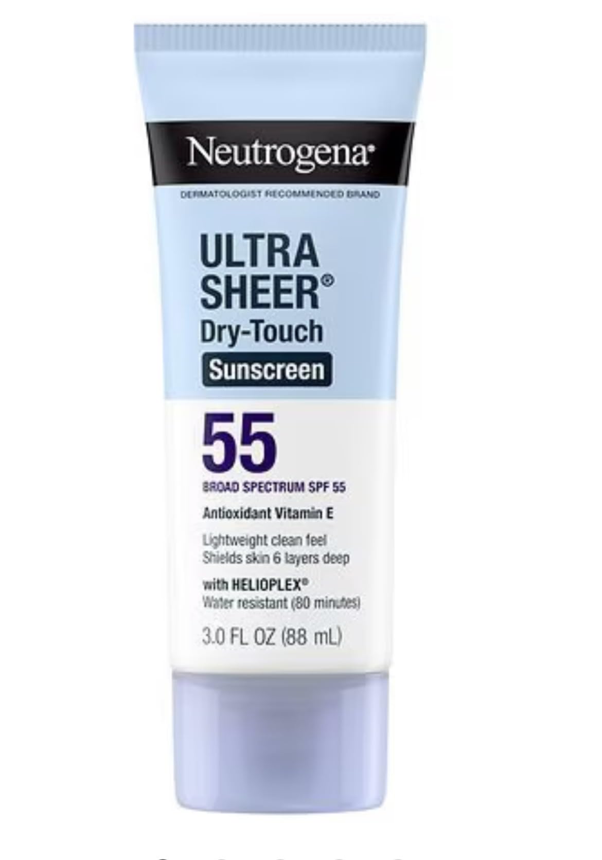 Neutrogena Ultra Sheer Dry-Touch Sunscreen SPF 55 for Face & Body, Lightweight Non Greasy Broad Spectrum UVA/UVB Protection, No White Cast, Water Resistant (80 Min) Travel Sunscreen Lotion, 3 fl oz customer photo 1