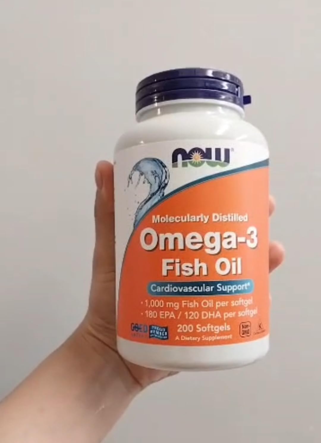 NOW Foods Supplements, Omega-3 180 EPA / 120 DHA, Molecularly Distilled, Cardiovascular Support, 200 Softgels customer photo 1
