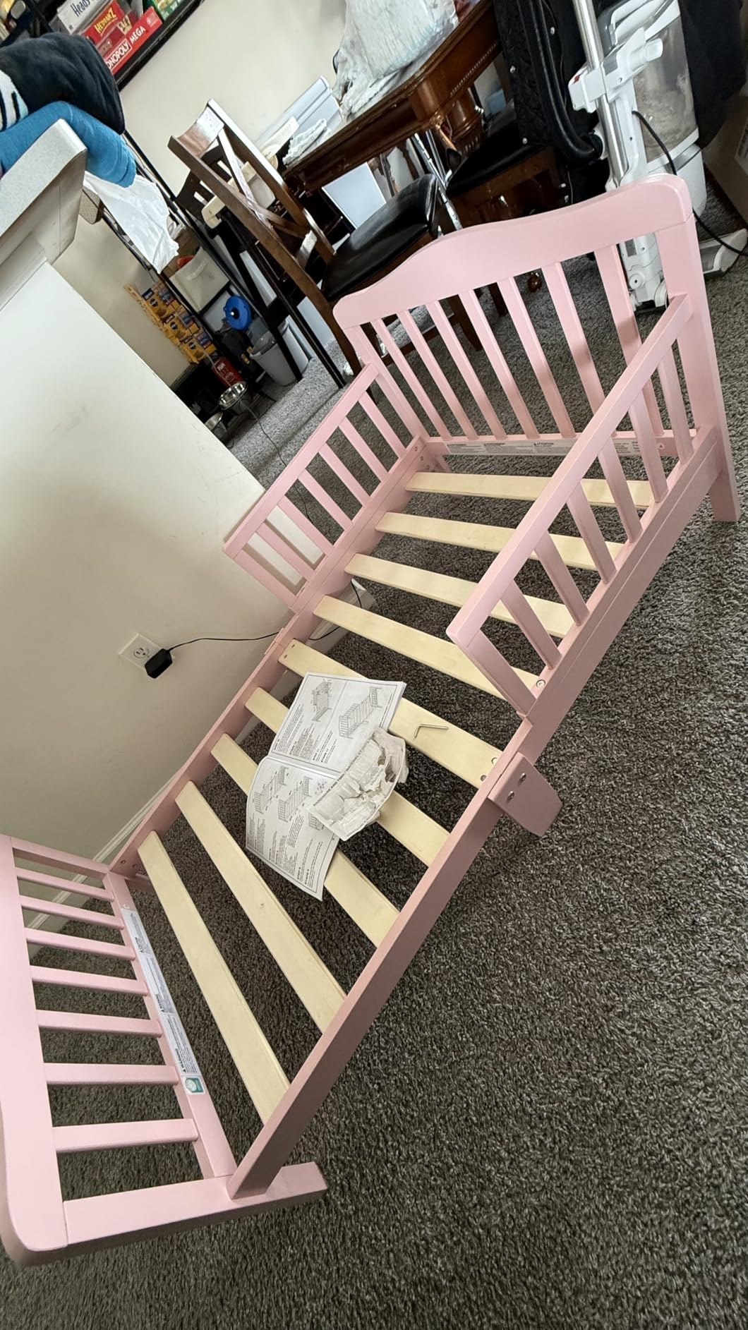 Dream On Me Classic Design Toddler Bed in Pink, Low-to-Floor Wooden Bed with Safety Rails, GREENGUARD Gold & BSA Certified customer photo 2