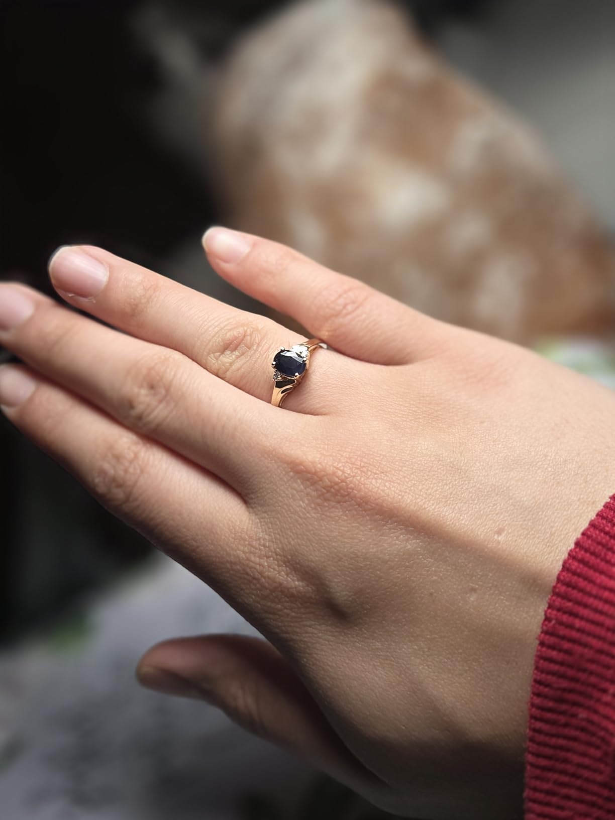 14k Yellow Gold Oval Sapphire And Diamond Ring customer photo 1