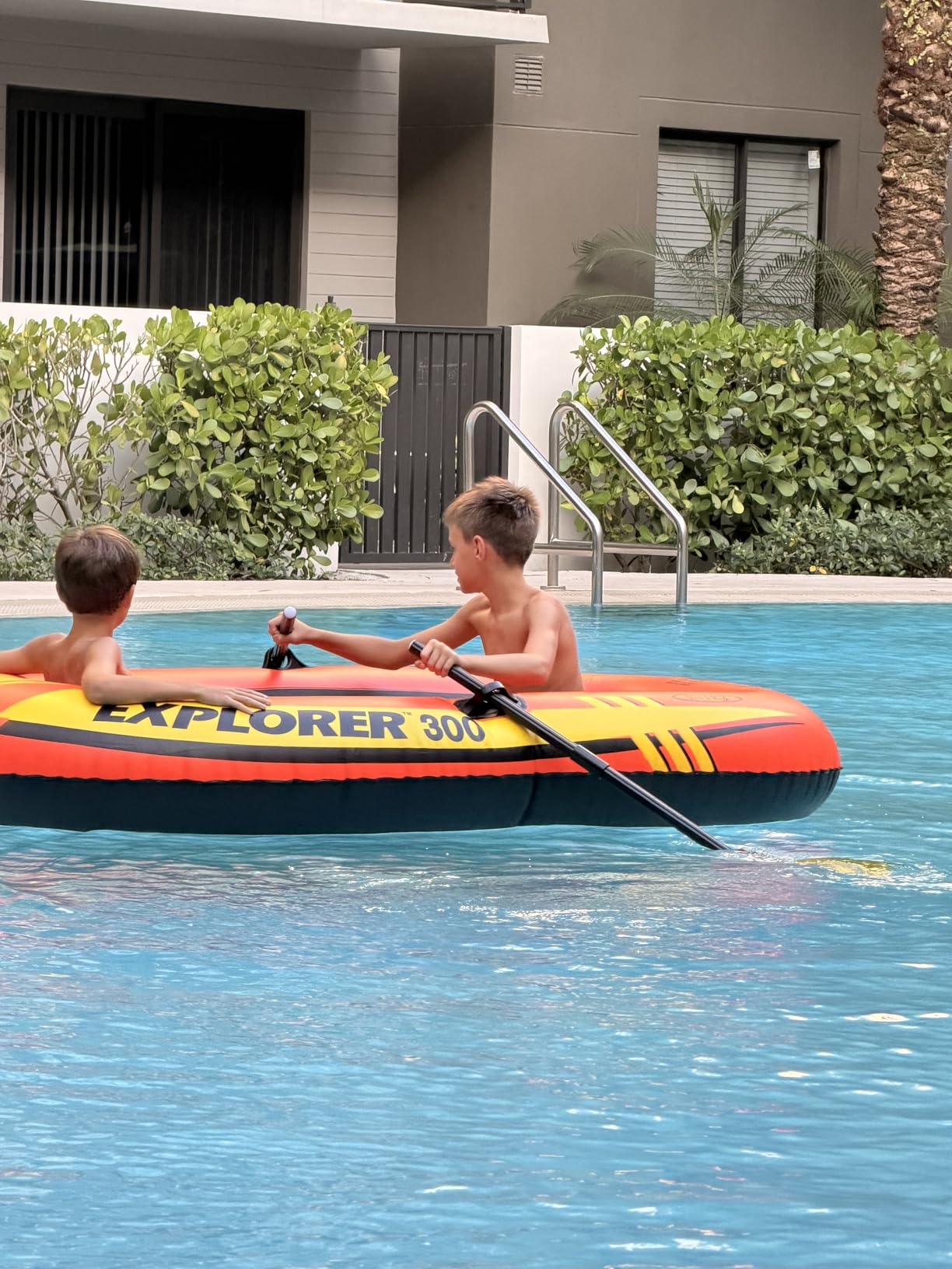 INTEX Explorer Compact Inflatable Boat Series: Dual Air Chambers - Welded Oar Locks - Grab Handles - Bow Rope - Sporty Design customer photo 1