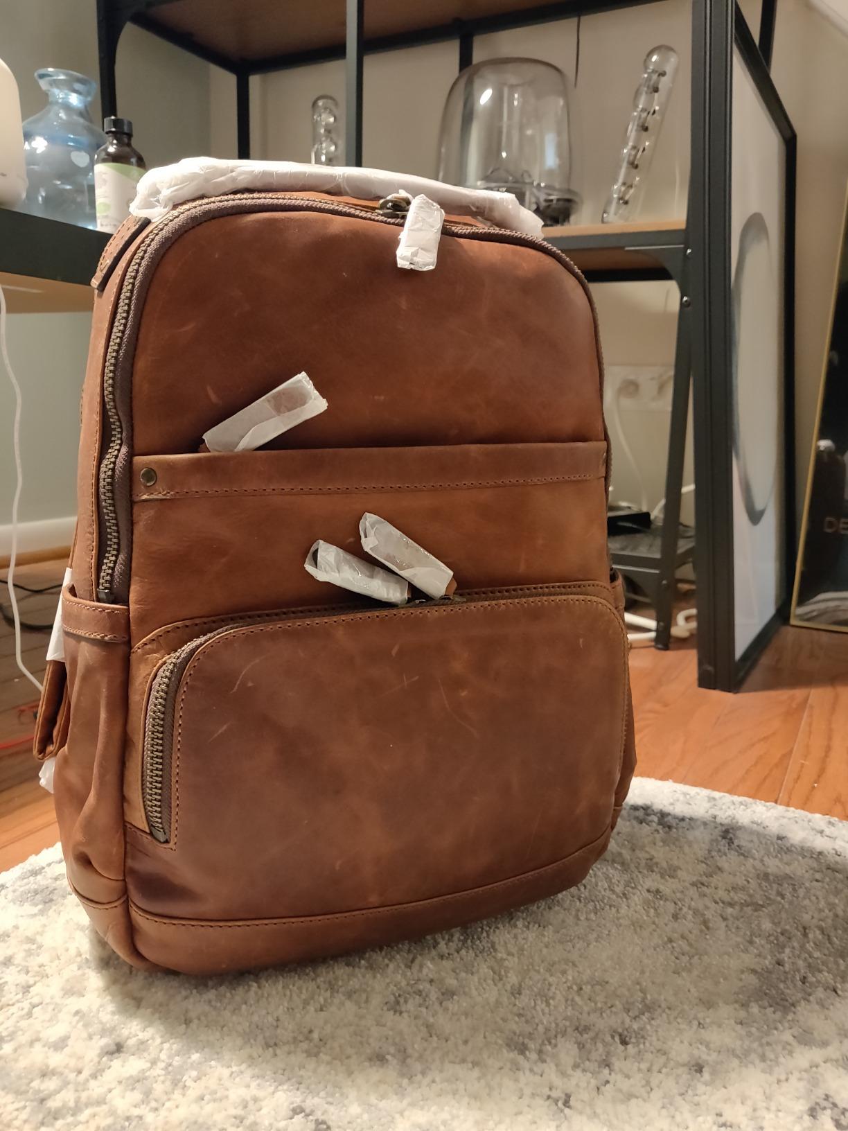 FRYE Logan Backpack Cognac Antique Pull Up customer photo 2
