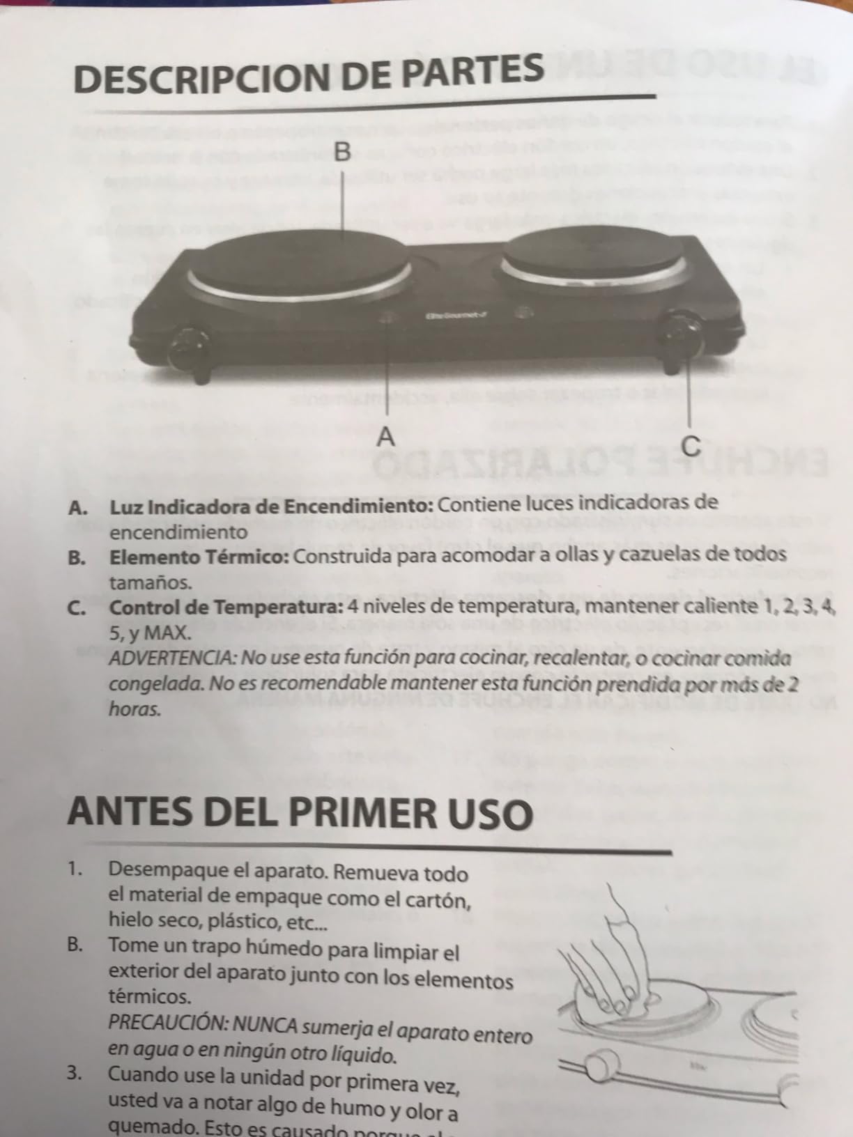 Elite Gourmet EDB-302BF Countertop Double Cast Iron Burner, 1500 Watts Electric Hot Plate, Temperature Controls, Power Indicator Lights, Easy to Clean, Black customer photo 2