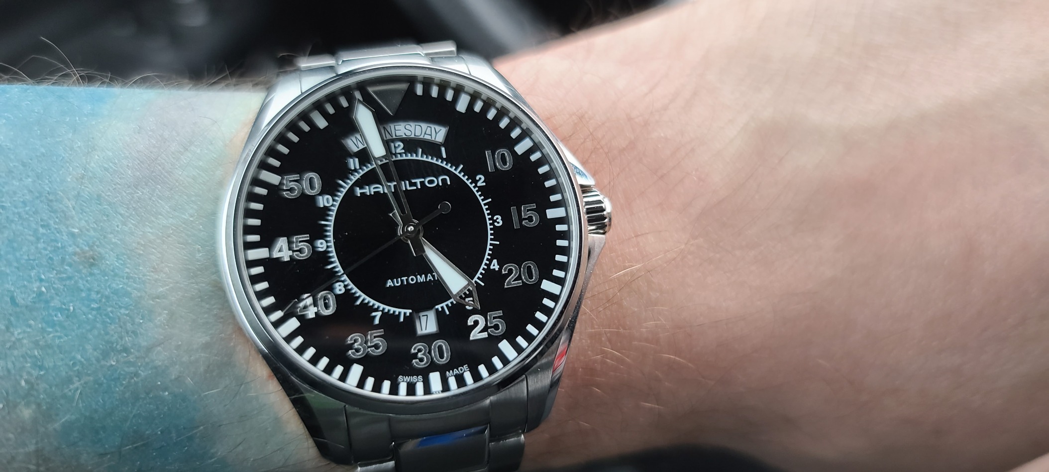 Hamilton Khaki Aviation Automatic Men's Watch, 42mm Stainless Steel Case, Swiss Made, Sapphire Crystal, 100m Waterproof customer photo 1