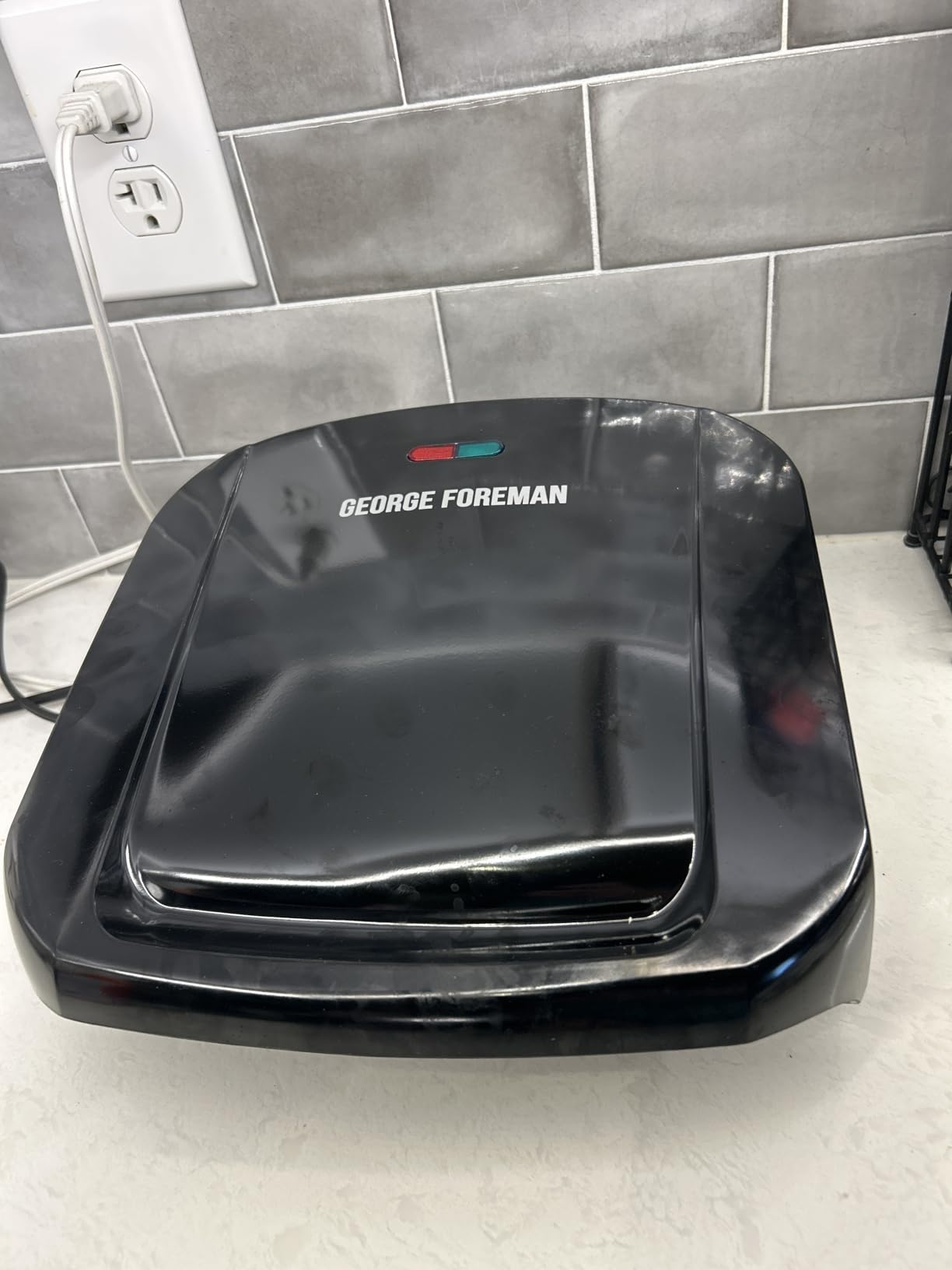 George Foreman 4-Serving Removable Plate Electric Grill and Panini Press, George Tough Non-Stick Coating, Drip Tray Catches Grease, Black customer photo 1