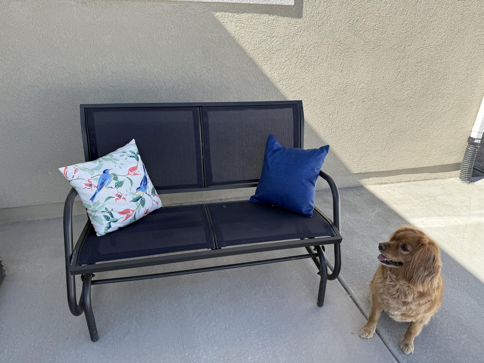Outsunny 2-Person Outdoor Glider Bench with Steel Frame, Black | Double Swing Rocking Chair, Loveseat, for Outside Patio, Backyard, Garden, Porch, Powder Coated customer photo 1