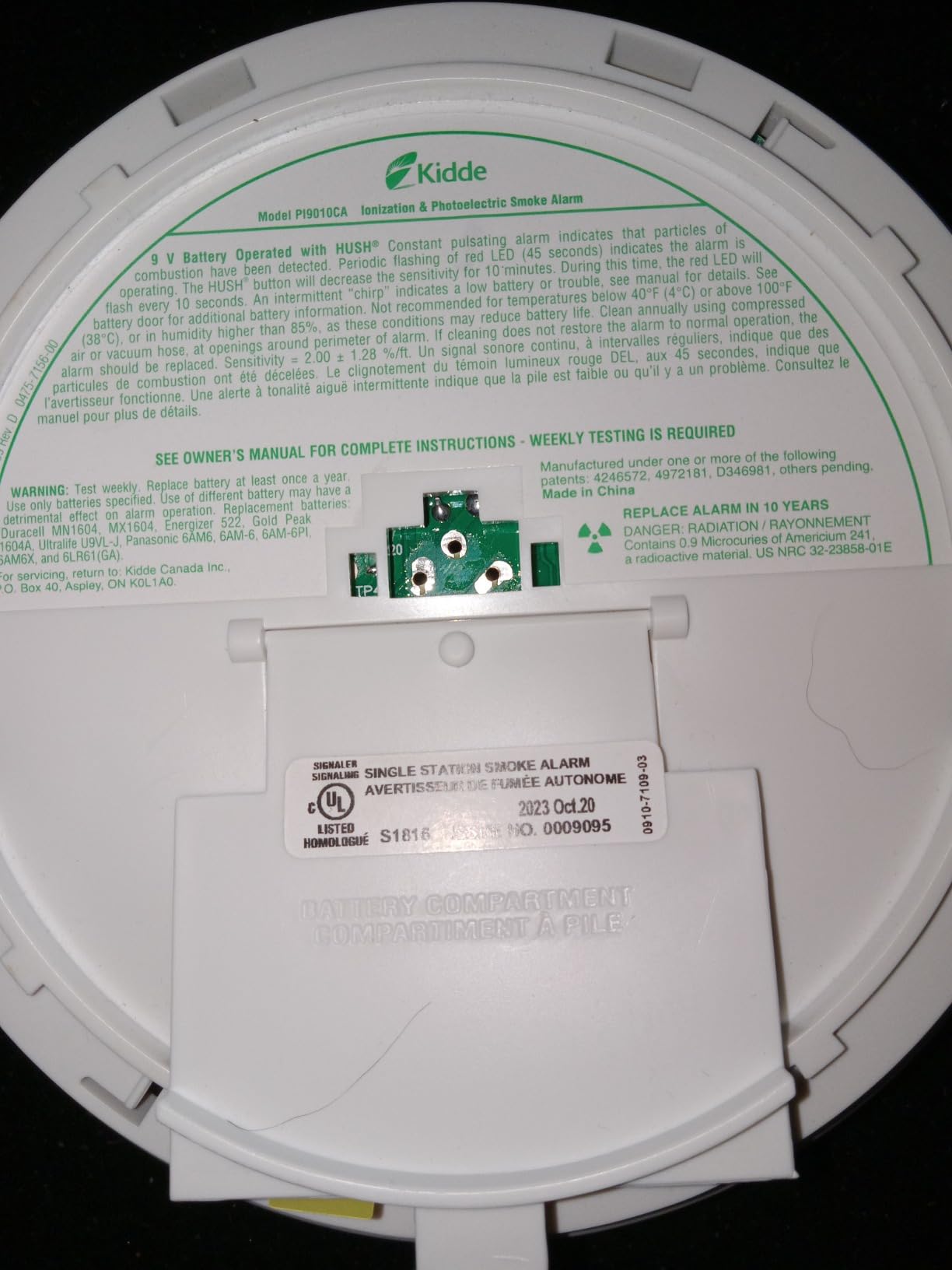 Kidde Battery Dual Photoelectric and Ionization Sensor Smoke Detector Alarm | Model Pi9010 customer photo 2