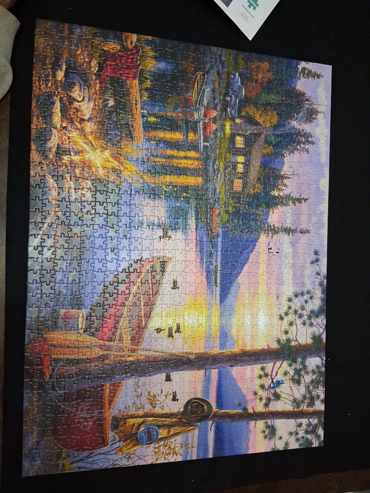 Buffalo Games - Canoe Lake 1000 Piece Puzzle for Adults - Jigsaw Puzzles - Darrell Bush Cabin Sunset Artwork with Poster - Challenging Outdoor Nature Scene customer photo 1