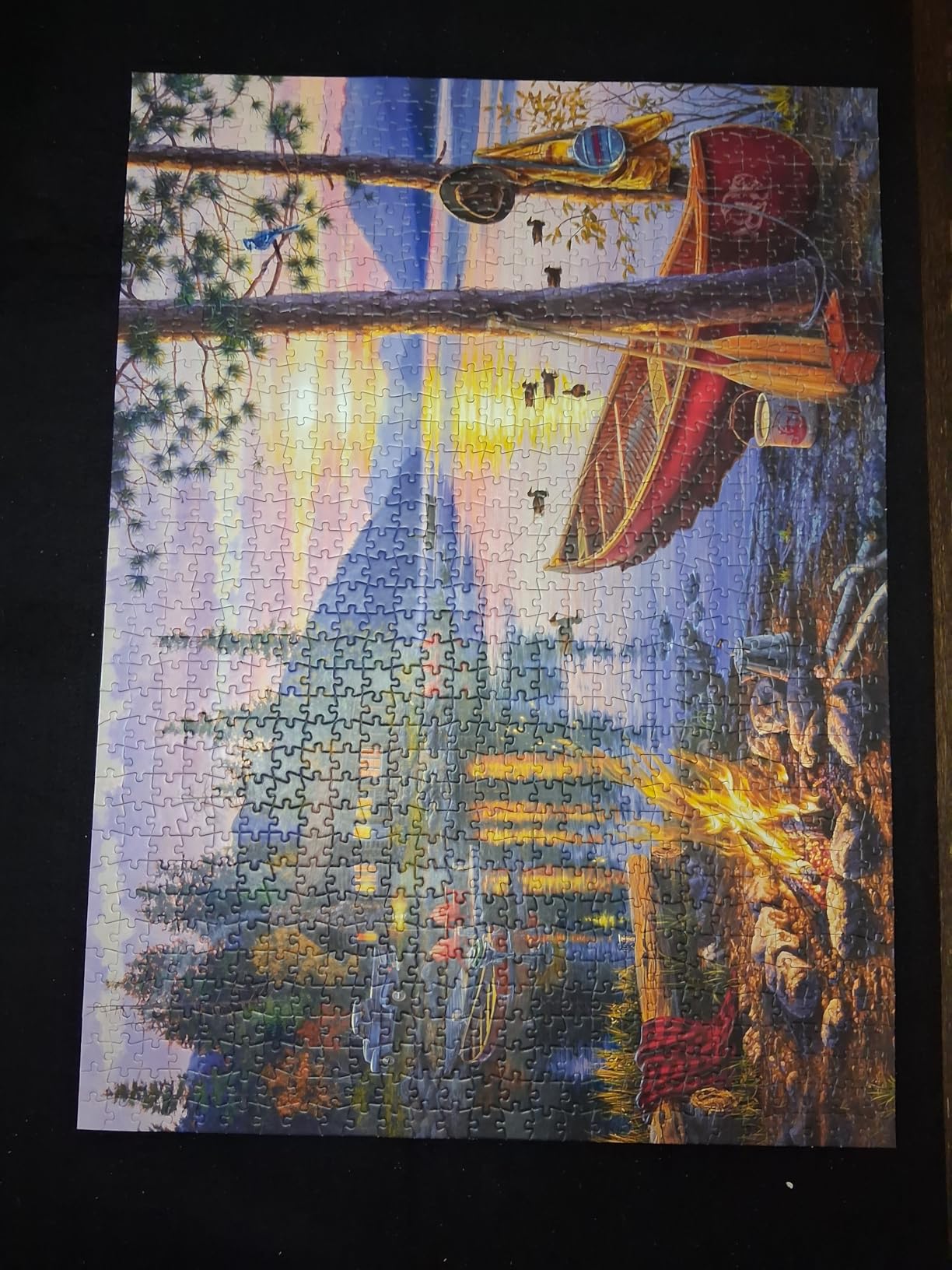 Buffalo Games - Canoe Lake 1000 Piece Puzzle for Adults - Jigsaw Puzzles - Darrell Bush Cabin Sunset Artwork with Poster - Challenging Outdoor Nature Scene customer photo 2