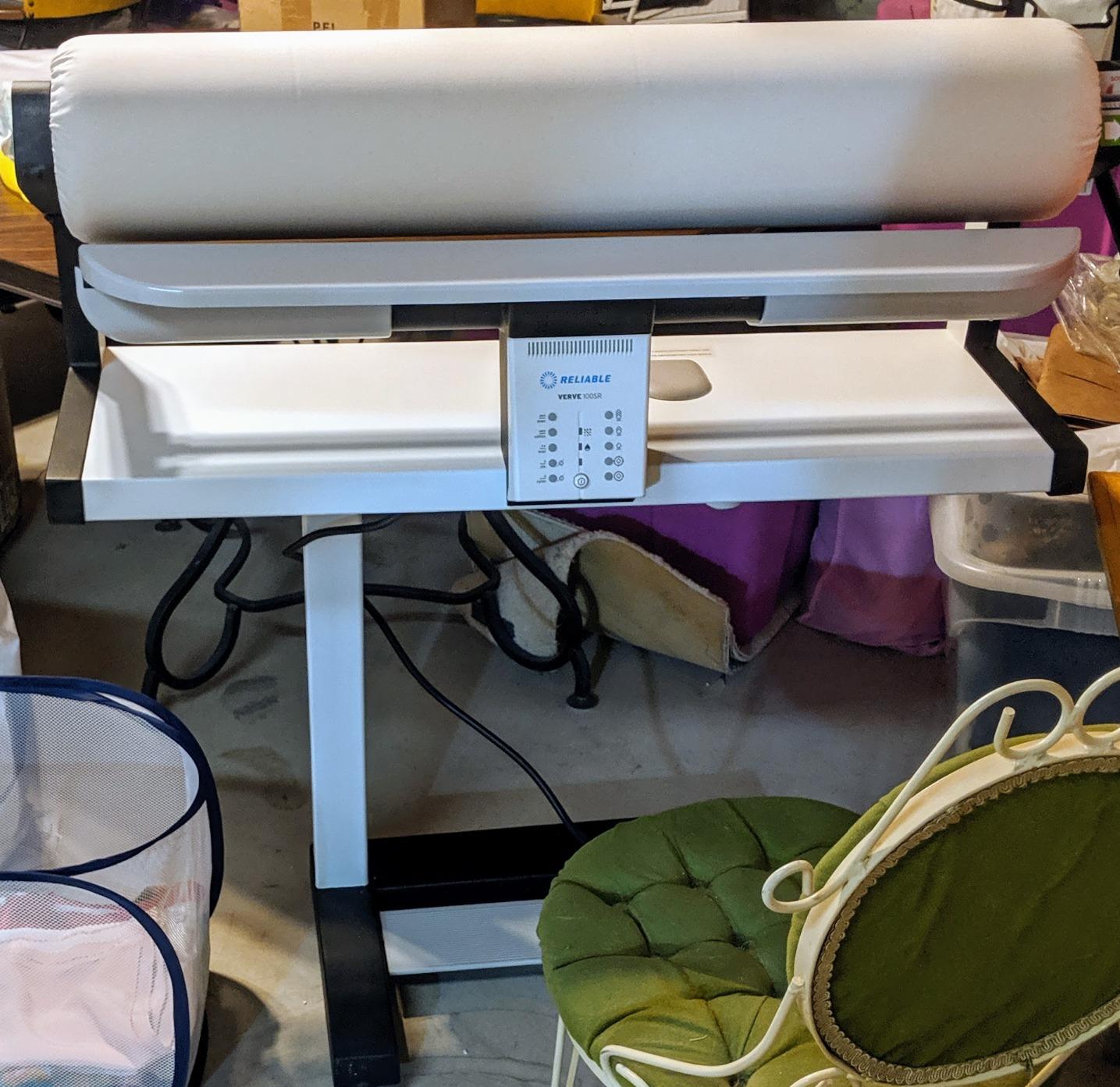 Reliable Verve 100SR Rotary Steam Press - Verve Steam Press With Foot Pedal Control, 3 Steam Settings, Variable Speed, Dual-End Feed for Ironing Long Sheets, 1800W Heating Element, Safety Release Lever customer photo 2