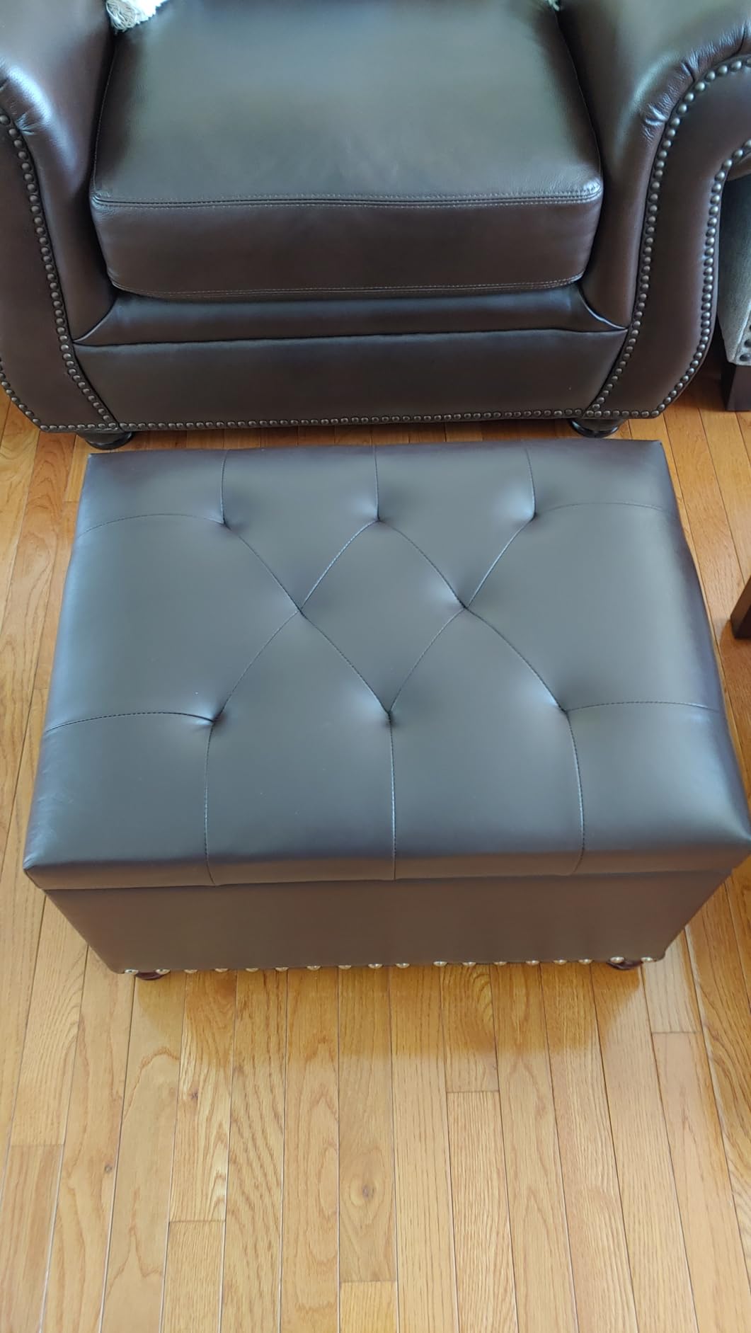 Joveco Faux Leather Storage Ottoman Bench Rectangle 24 Inch Foot Rest Ottomans (Brown) customer photo 2