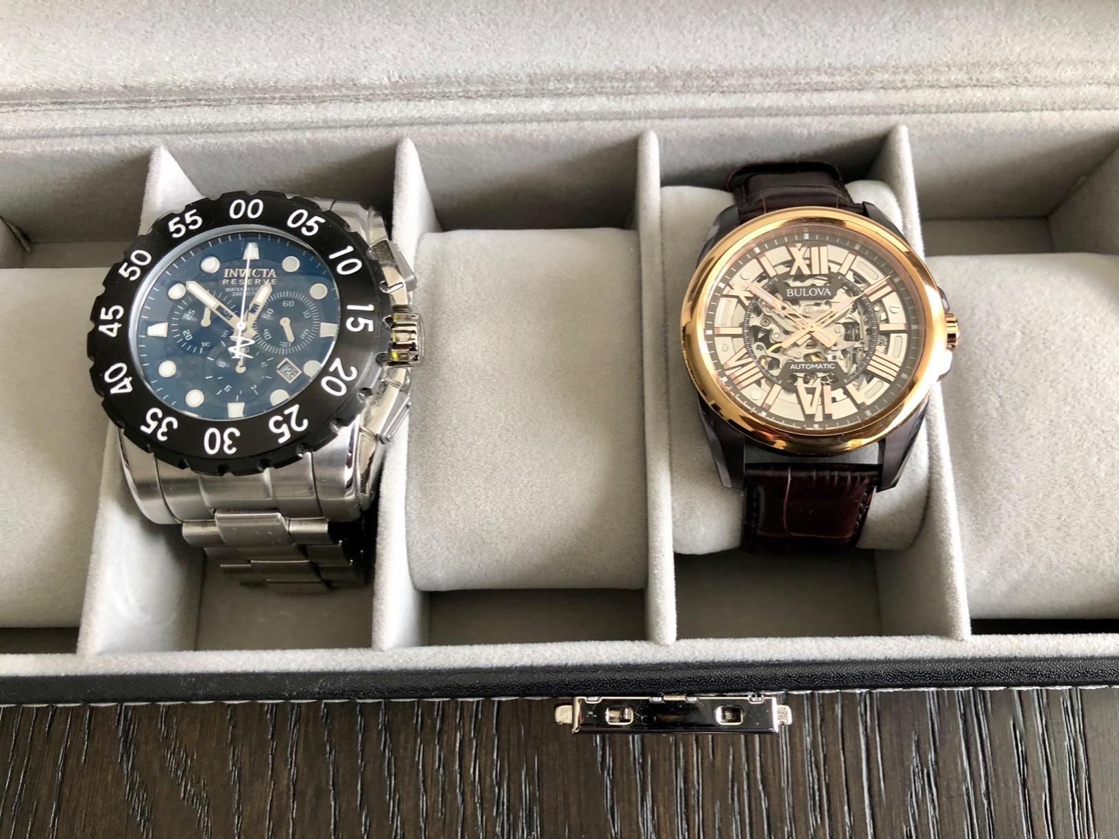 NEX 6 Slots Watch Box Organizer for Men, Black Watch Holder Stand Display Storage Case customer photo 2