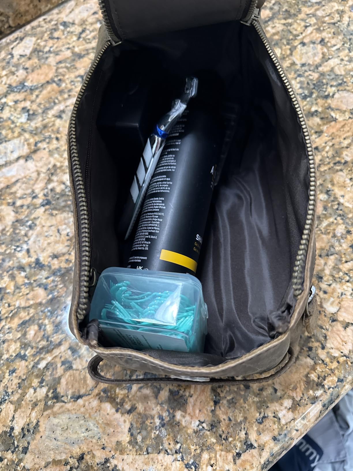 KomalC Buffalo Leather Toiletry Bag for Men & Women, Travel Pouch customer photo 2