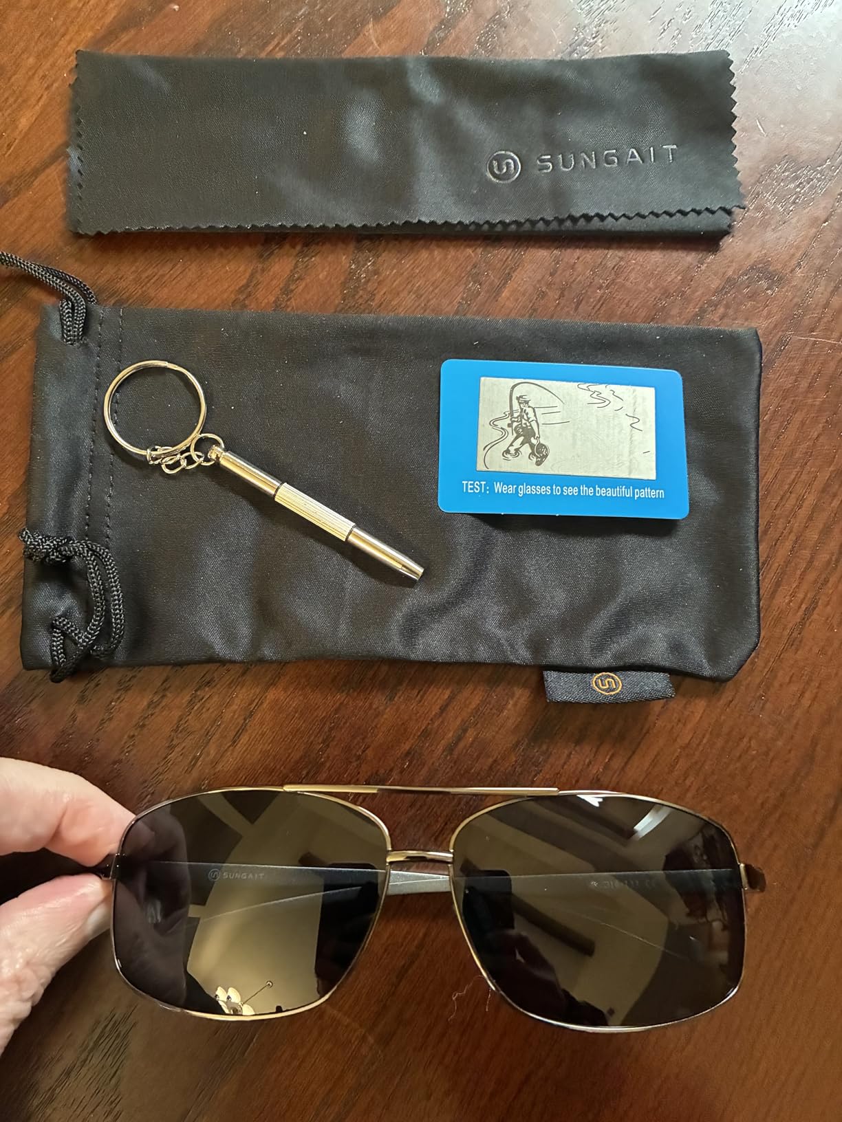 SUNGAIT Ultra Lightweight Rectangular Polarized Sunglasses Men UV400 Protection customer photo 2