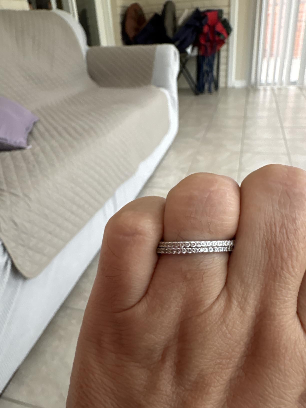 PAVOI Gold Plated Solid 925 Sterling Silver CZ Simulated Diamond Stackable Ring Eternity Bands for Women customer photo 2