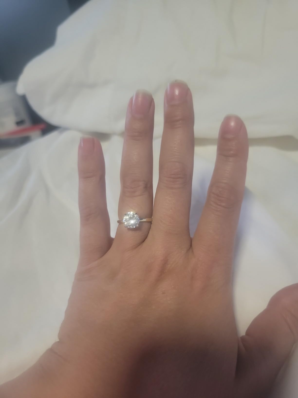 Yellow Gold-Plated Round 2.00 Carat Cubic Zirconia Solitaire Engagement Ring customer photo 1